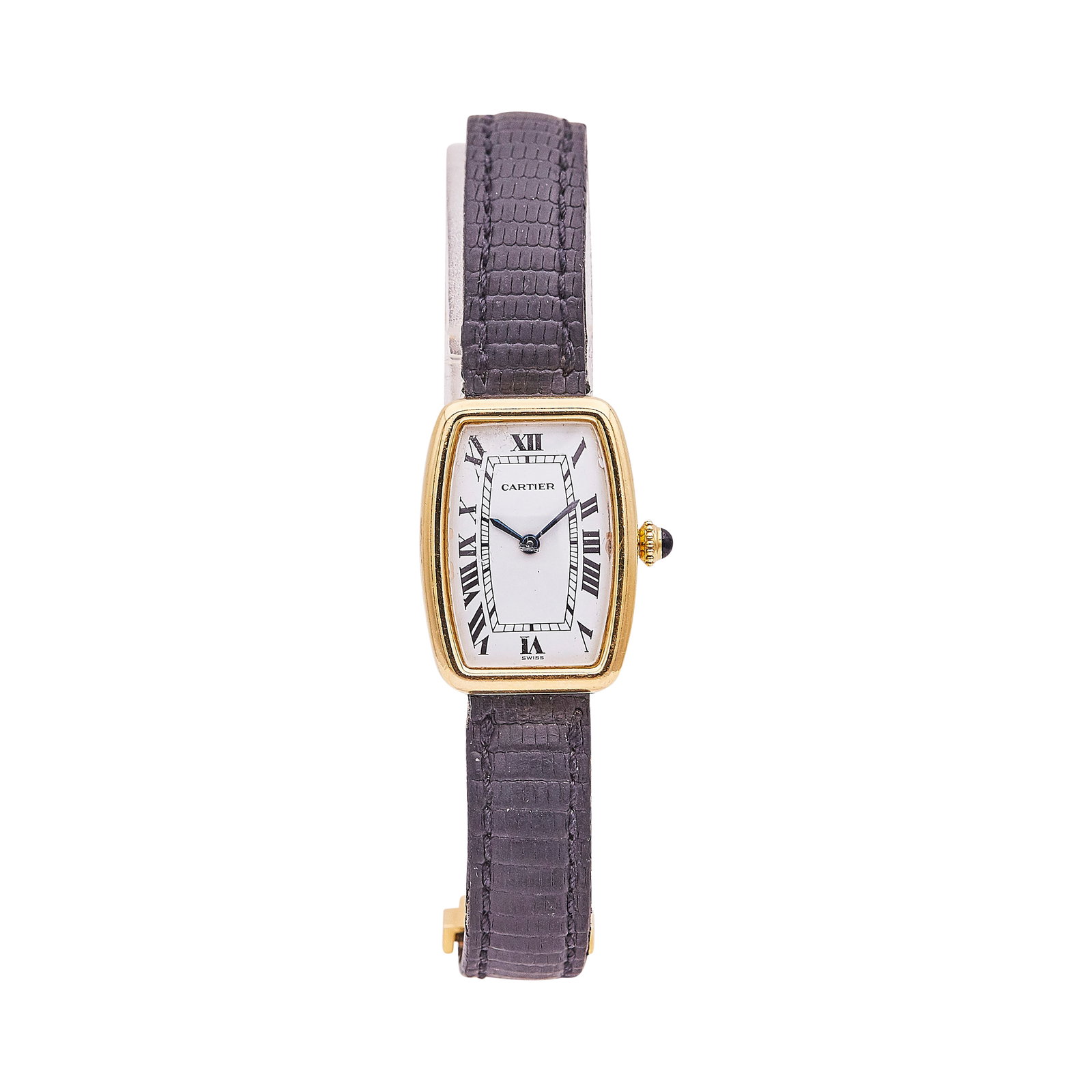 Cartier 18K Yellow Gold Faberge Watch Ref. unknown, circa 1970: BRAND: Cartier; STYLE: .; REF. #: .; CONDITION: Pre-owned, Fair; YEAR: Circa 1970; ADDITIONAL COMMENTS: Scratches to glass crystal, Damage to dial Scratches throughout case; CASE MATERIAL: 18K Yellow