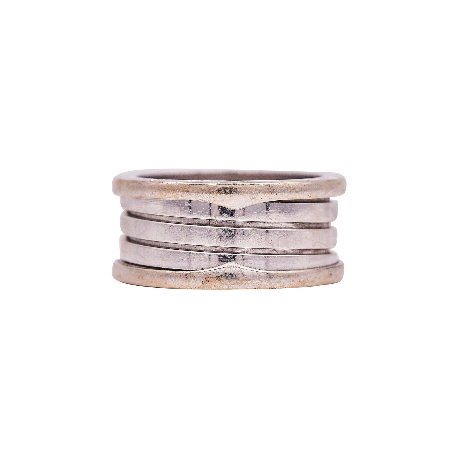 Bvlgari Bulgari B.zero1 18K White Gold Band Ring: BRAND: Bulgari; COLLECTION: B.zero1; METAL: 18K White Gold; STAMPED: 61, Au750, Italian workshop mark, Made in Italy; CONDITION: Pre-owned, Good; ITEM WEIGHT (GRAMS): 12.02 g; MEASUREMENTS: Bulgari ri