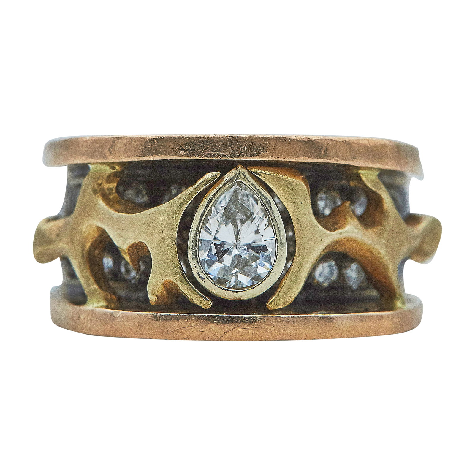 Sterling Silver 14K Rose Gold and Diamond Band Ring (1 of 3)