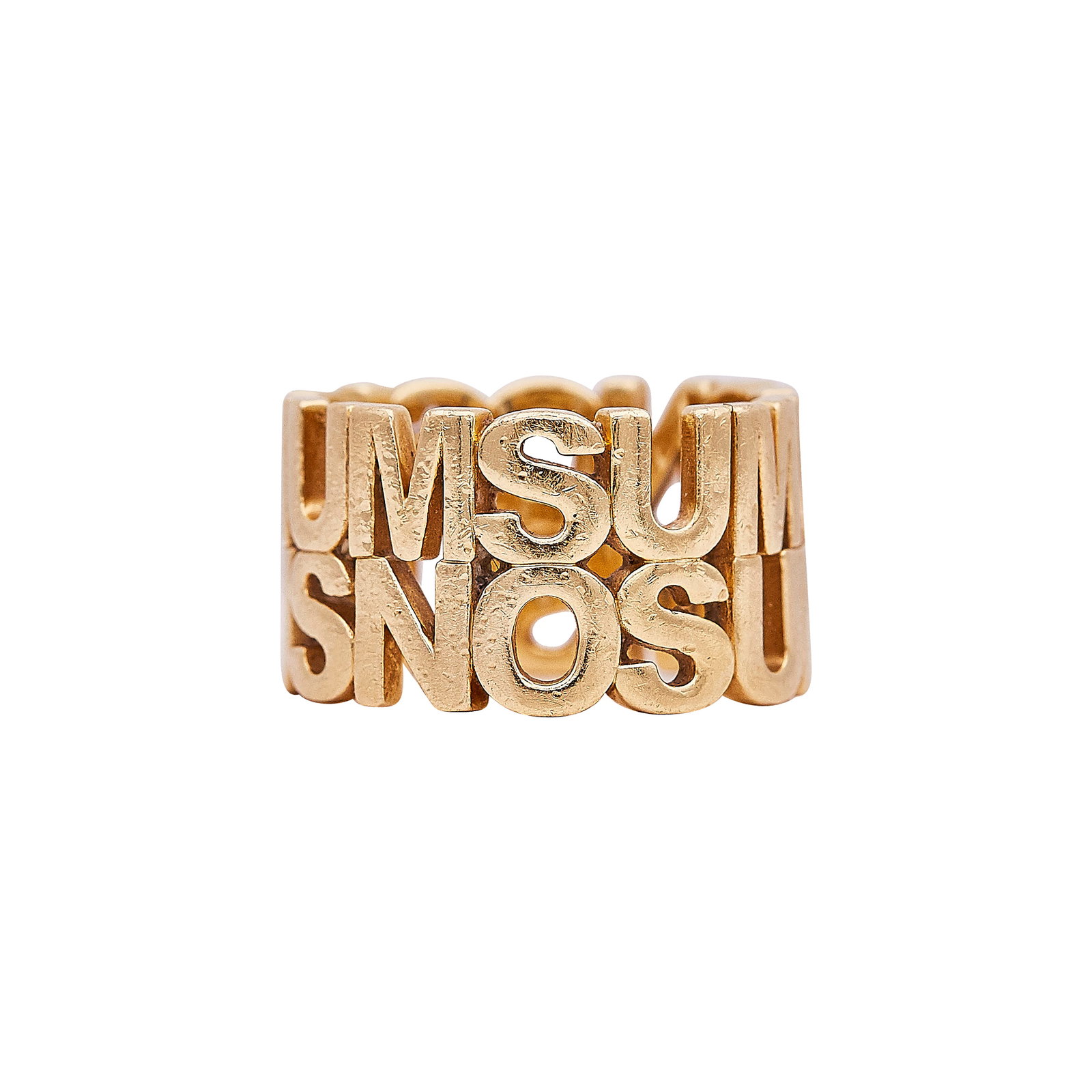 Foundrae Nos Unum Sumus 18K Yellow Gold Band Ring: BRAND: Foundrae; METAL: 18K Yellow Gold; STAMPED: FOUNDRAE, 750; CONDITION: Pre-owned, Good; ITEM WEIGHT (GRAMS): 12.3 g; MEASUREMENTS: Ring size 6.75, ring measures approx. 3/8 inch in width