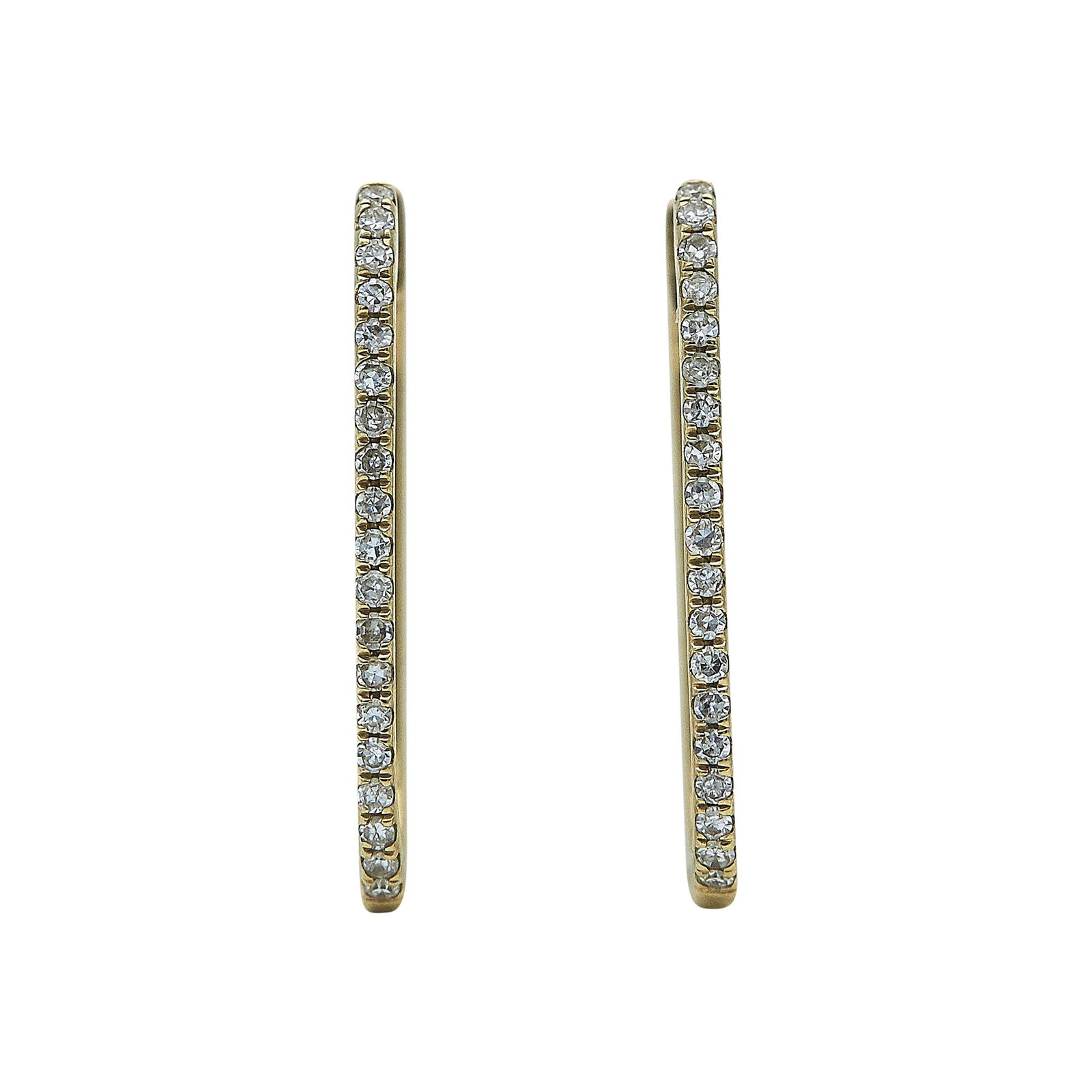 18K Yellow Gold and Diamond Rectangular Hoop Earrings (1 of 4)