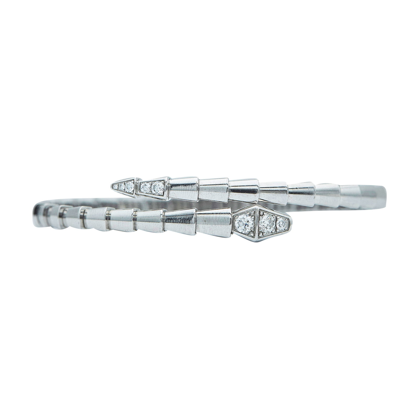 Bvlgari Bulgari Serpenti Viper 18K White Gold and Diamond Bracelet: BRAND: Bulgari; COLLECTION: Serpenti Viper; METAL: 18K White Gold; APPROXIMATE TOTAL DIAMOND WEIGHT: 0.47 ctw; STAMPED: Bvlgari, Au750, Italian workshop mark, MADE IN ITALY, numbered, 18, M = 2.42 gra