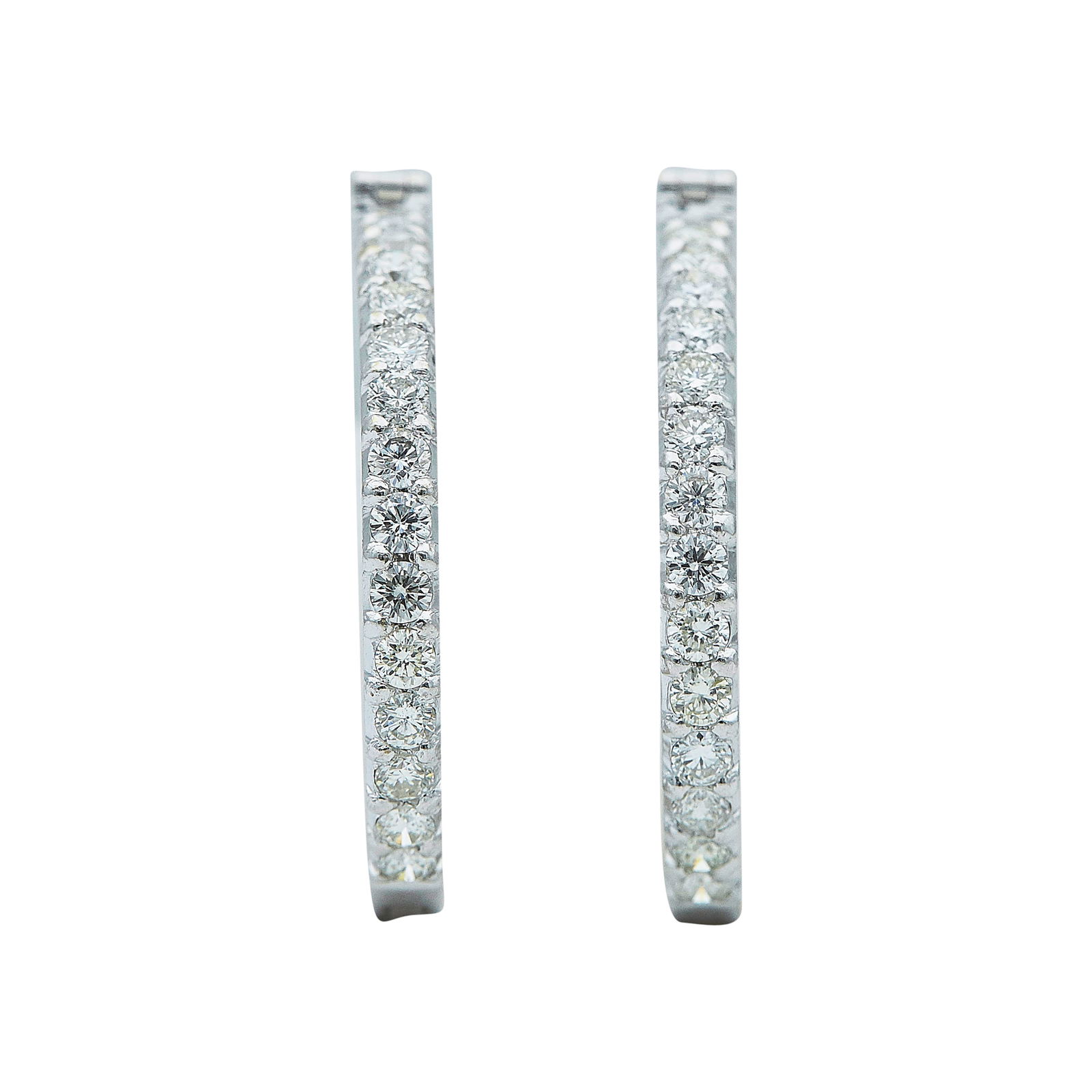 18K White Gold and Diamond Oval Inside Out Hoop Earrings (1 of 3)