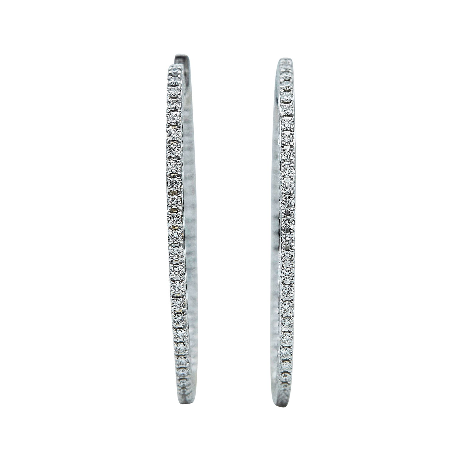 18K White Gold and Diamond Back to Front Hoop Earrings (1 of 3)