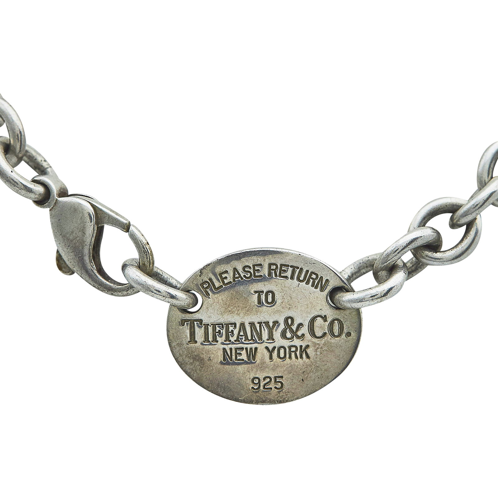 Tiffany & Co. Return to Tiffany Sterling Silver Link Necklace: BRAND: Tiffany & Co.; COLLECTION: Return To Tiffany; METAL: Silver; STAMPED: Please Return To Tiffany & Co. New York, 925; CONDITION: Pre-owned, Good; ITEM WEIGHT (GRAMS): 49.9 g; MEASUREMENTS: Neckla