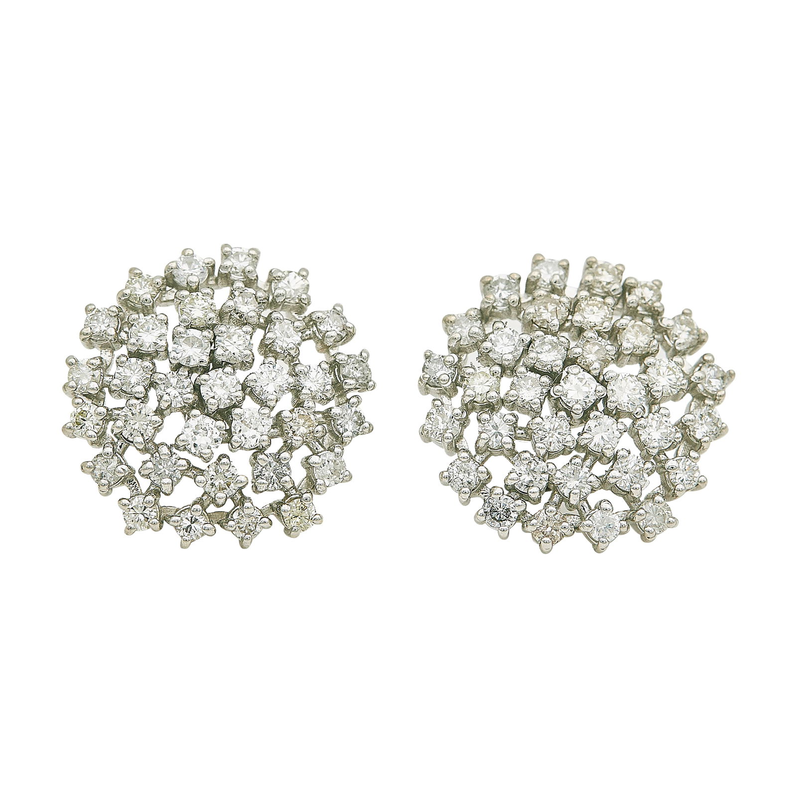 14K White Gold and Diamond Cluster Earrings (1 of 3)