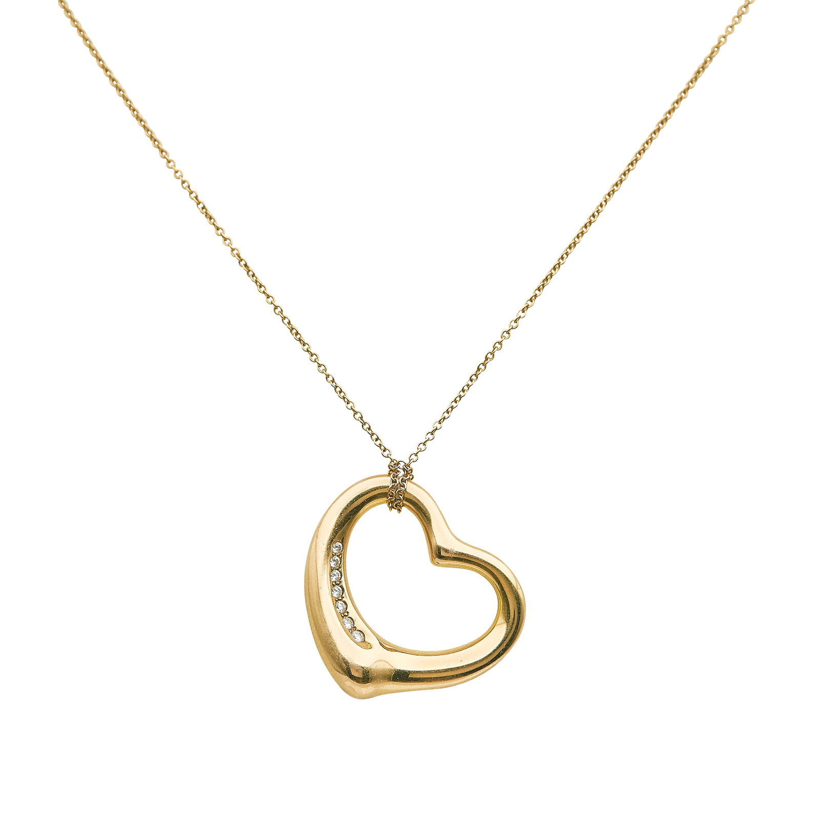 Elsa Peretti for Tiffany & Co. 18K Yellow Gold and Diamond Heart Pendant Necklace (1 of 4)
