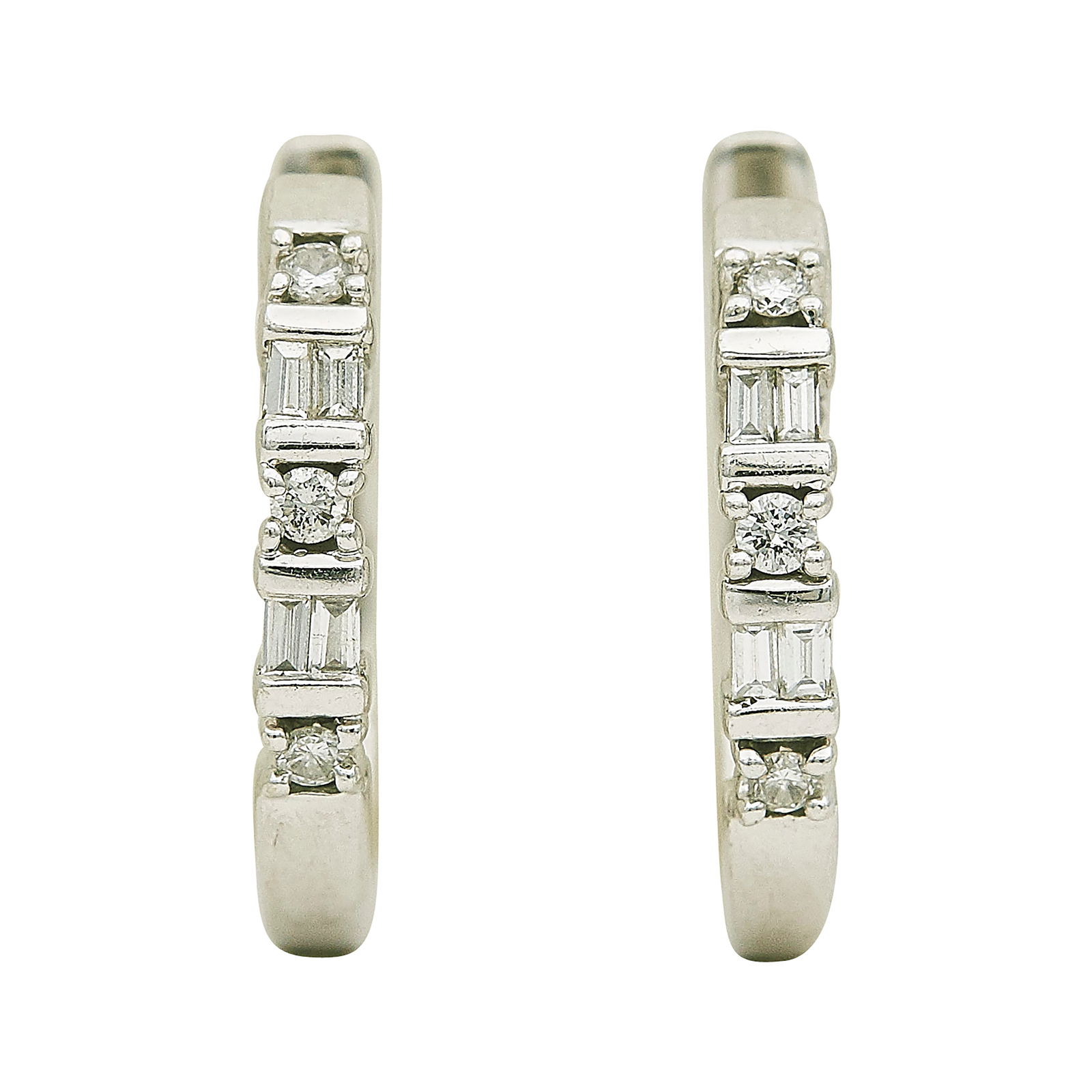 14K White Gold and Diamond Hoop Earrings (1 of 3)