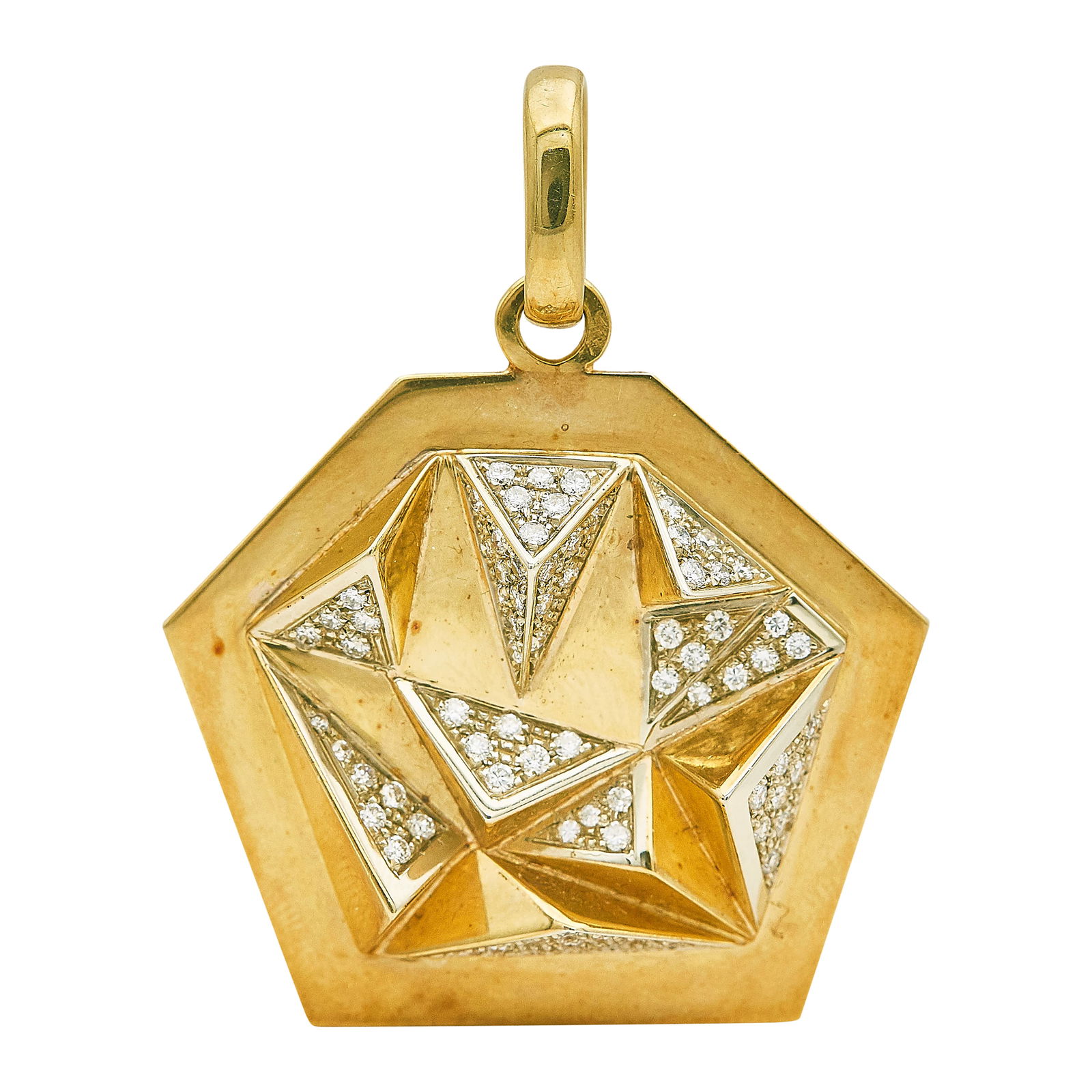 18K Yellow Gold And Diamond Geometric Pendant (1 of 3)