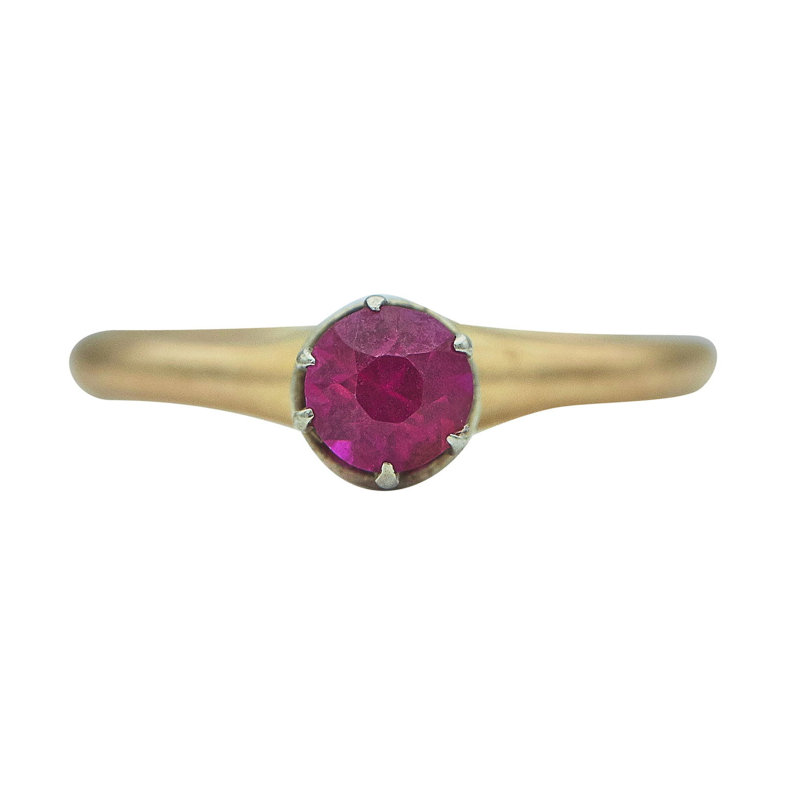 14K Yellow Gold And Synthetic Ruby Solitaire Ring (1 of 3)
