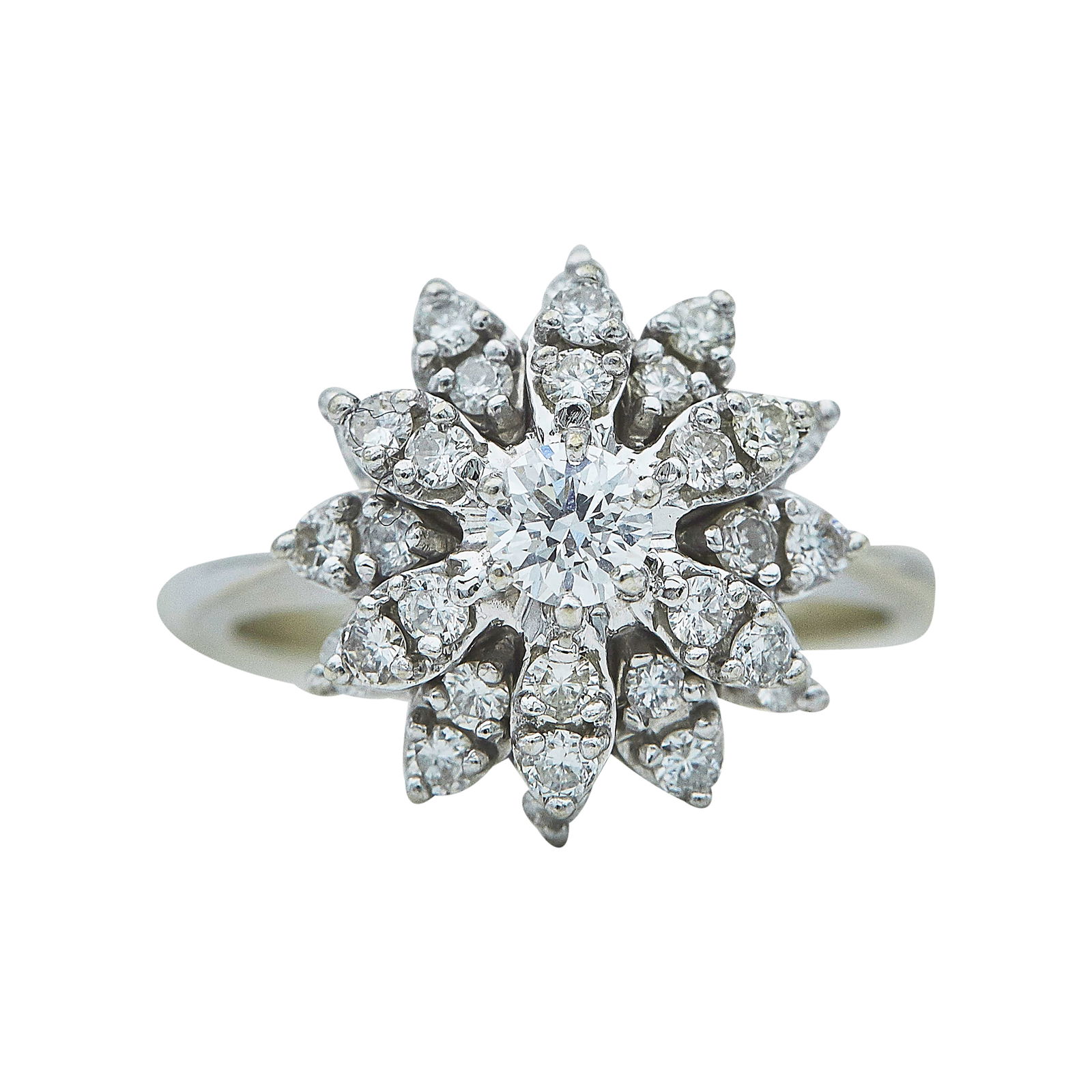 14K White Gold and Diamond Cluster Ring (1 of 3)