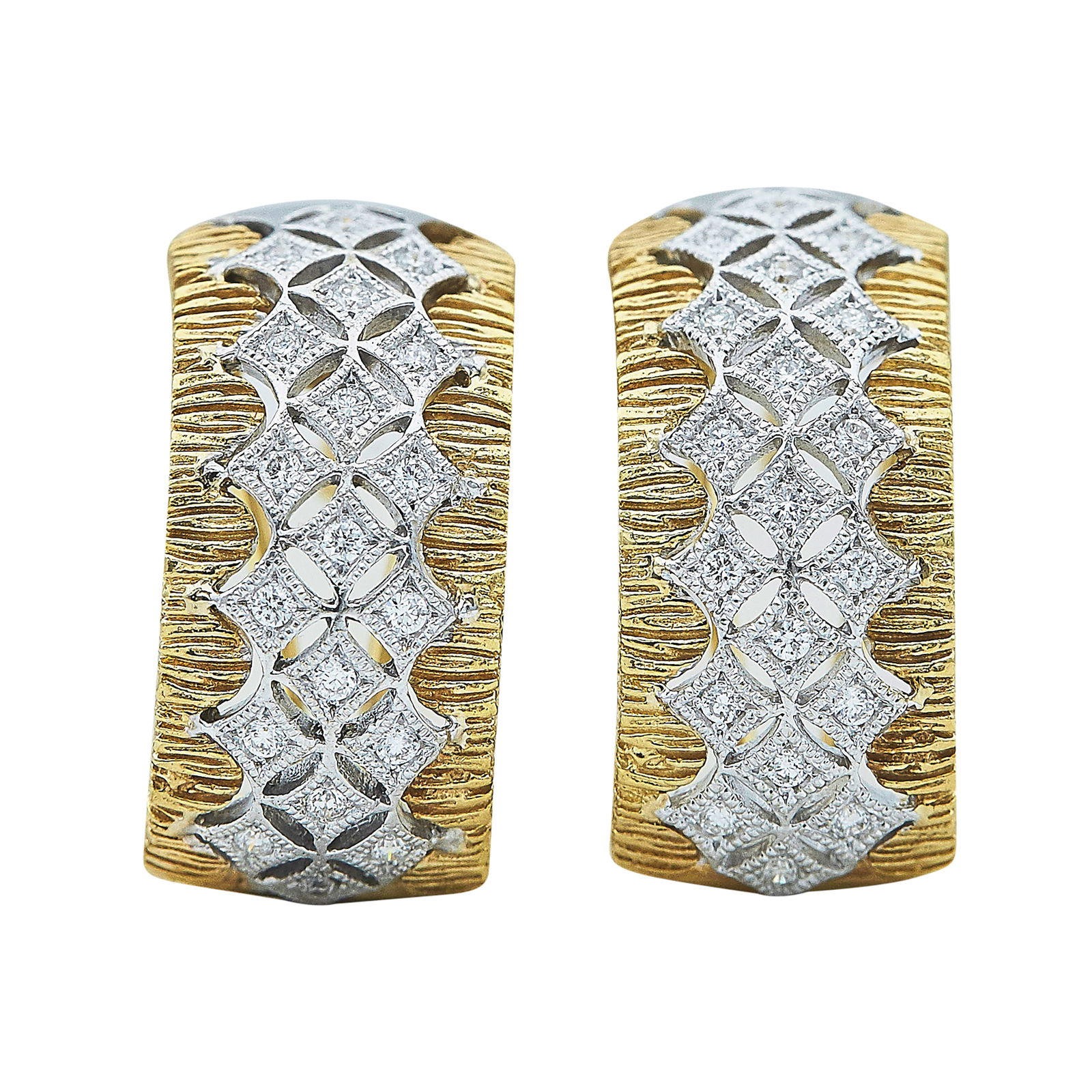 18K Yellow Gold and White Gold Diamond Earrings (1 of 3)