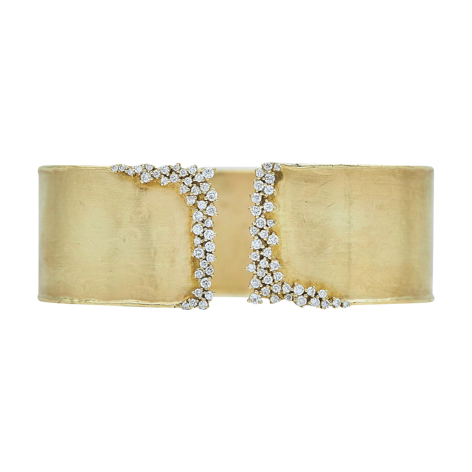 EFFY 14K Yellow Gold and Diamond Cuff Bracelet: BRAND: EFFY; METAL: 14K Yellow Gold; APPROXIMATE TOTAL DIAMOND WEIGHT: 0.95 ctw; STAMPED: 14K, EFFY; CONDITION: Pre-owned, Very Good; ITEM WEIGHT (GRAMS): 20.1 g; MEASUREMENTS: Cuff bracelet approx. 2