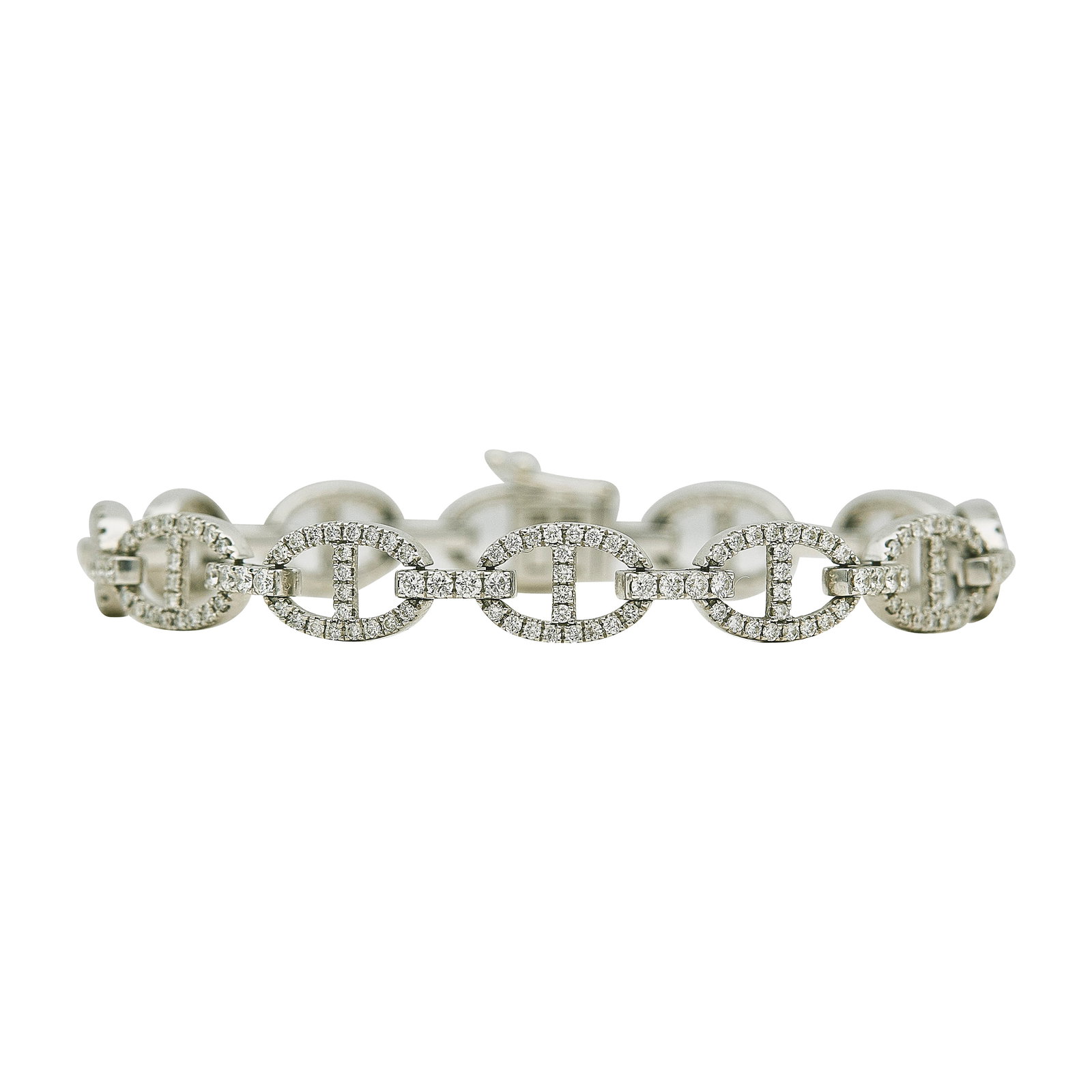 18K White Gold and Diamond Anchor Link Bracelet (1 of 3)