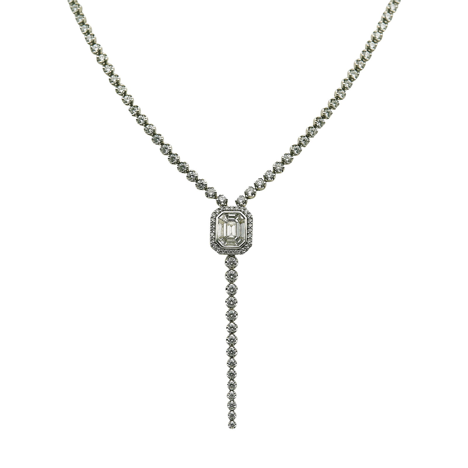 18K White Gold and Diamond Cluster Necklace (1 of 4)