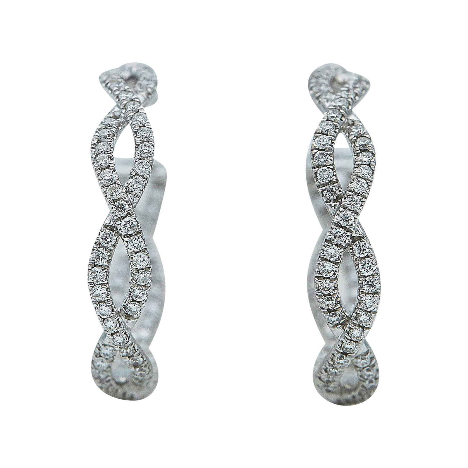 14K White Gold Diamond Front to Back Hoop Earrings (1 of 3)