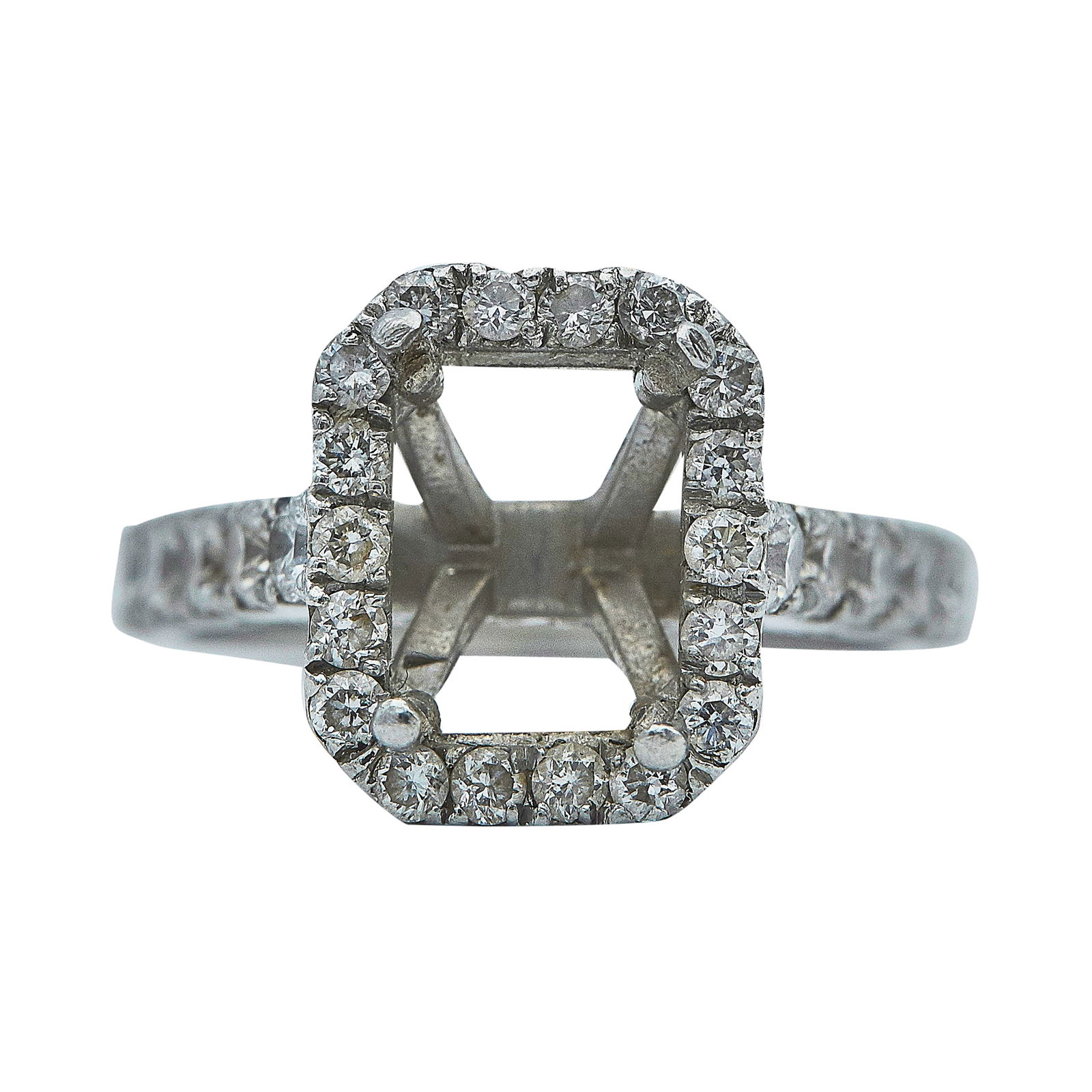 Platinum and Diamond Rectangular Ring Setting (1 of 3)
