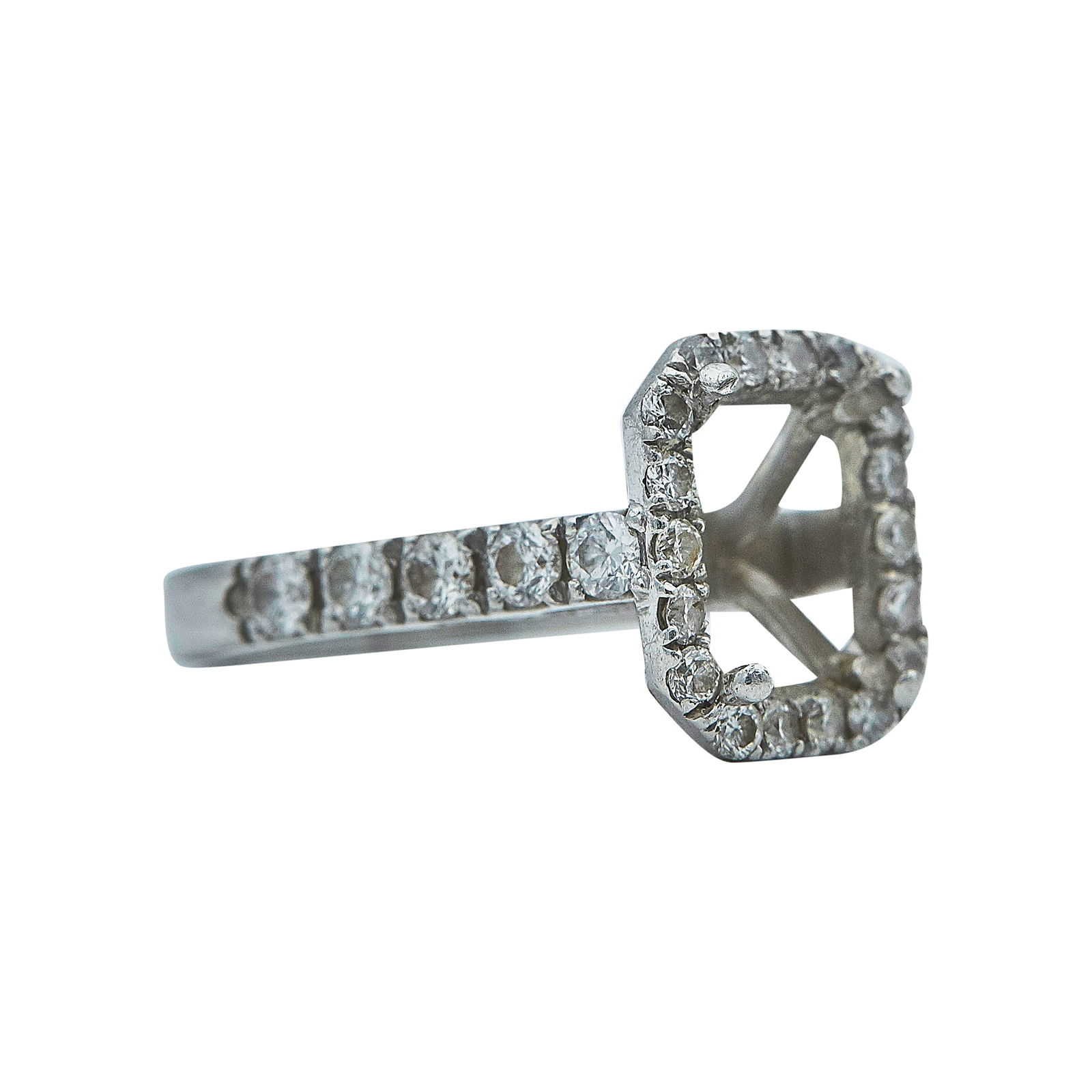 Platinum and Diamond Rectangular Ring Setting - 2