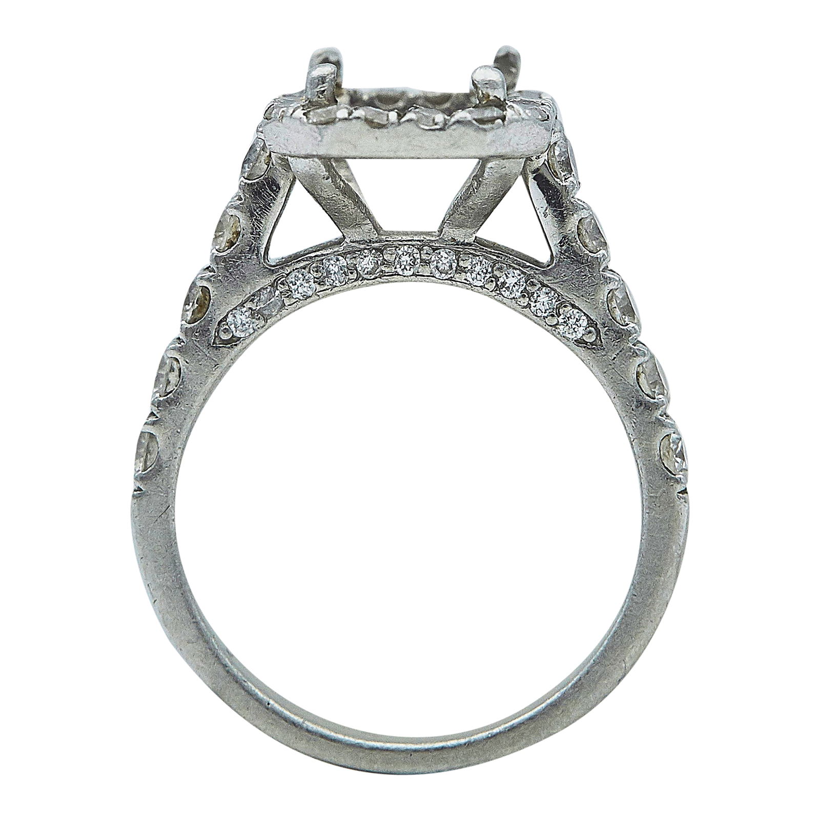 Platinum and Diamond Rectangular Ring Setting - 3
