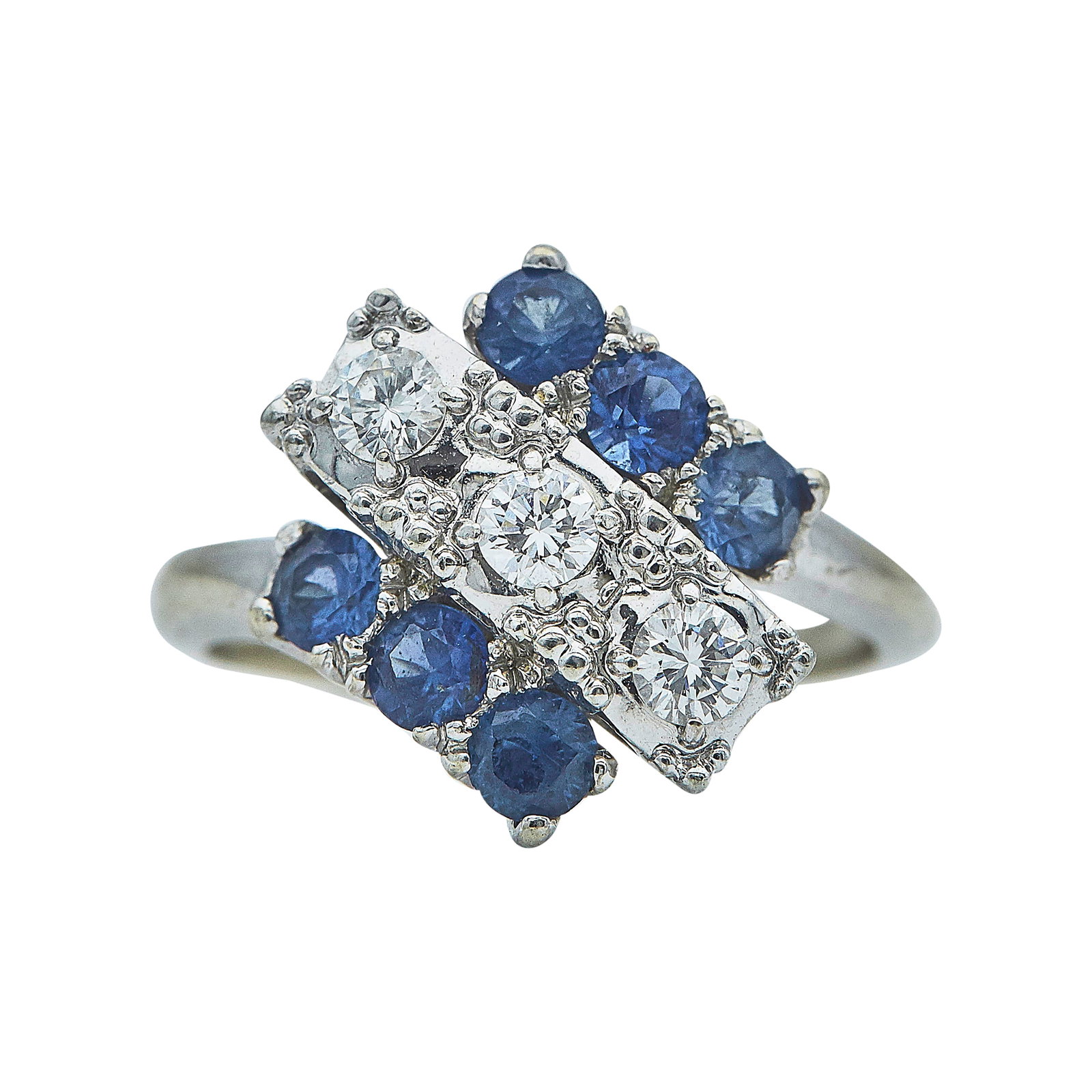 18K and 14K White Gold Sapphire and Diamond Ring (1 of 3)