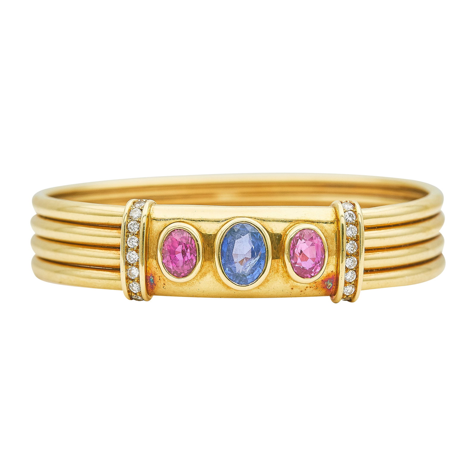 Van Cleef & Arpels 18K Yellow Gold Ruby, Sapphire, and Diamond Bracelet (1 of 3)