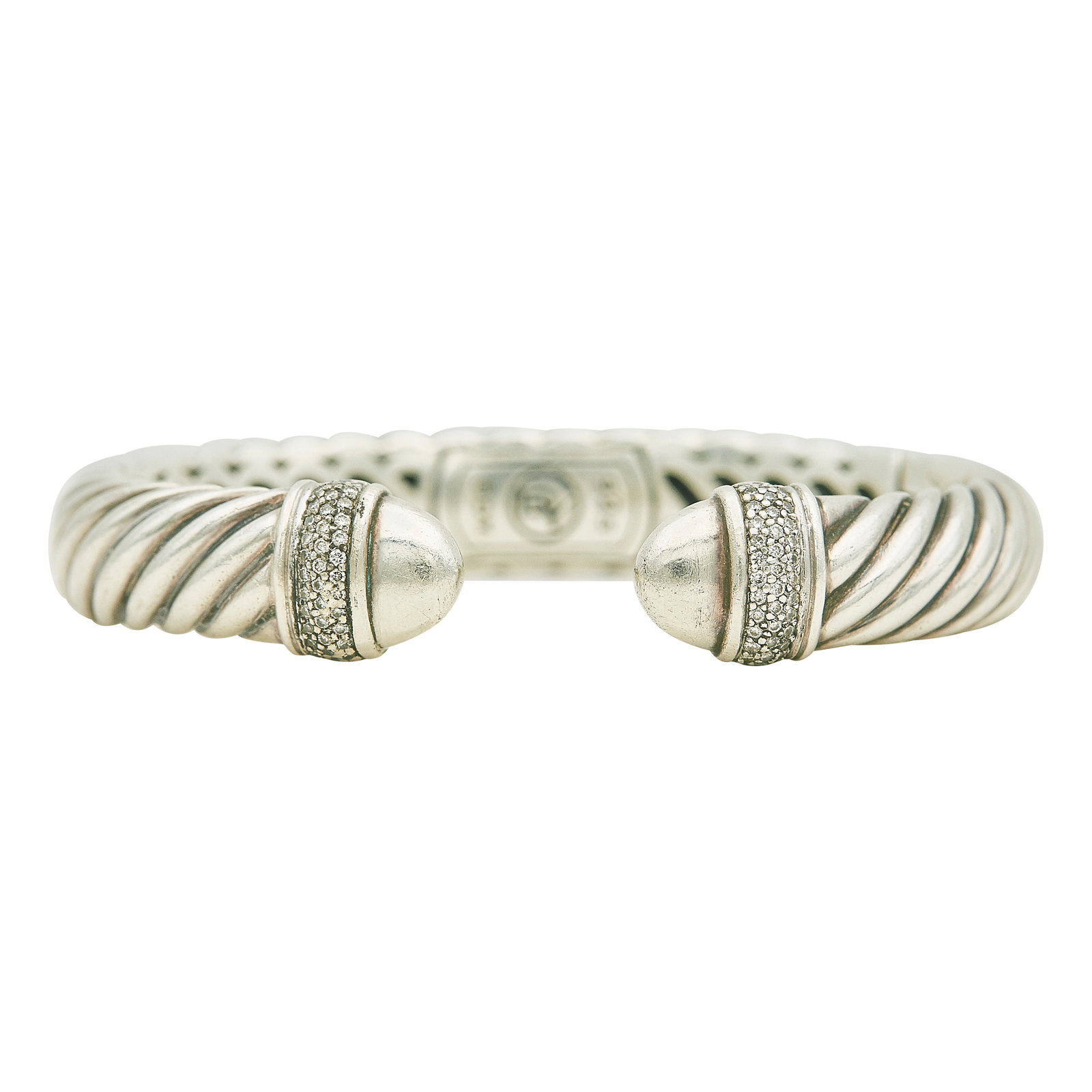 David Yurman Cable Sterling Silver and Pave Diamond Bracelet (1 of 4)