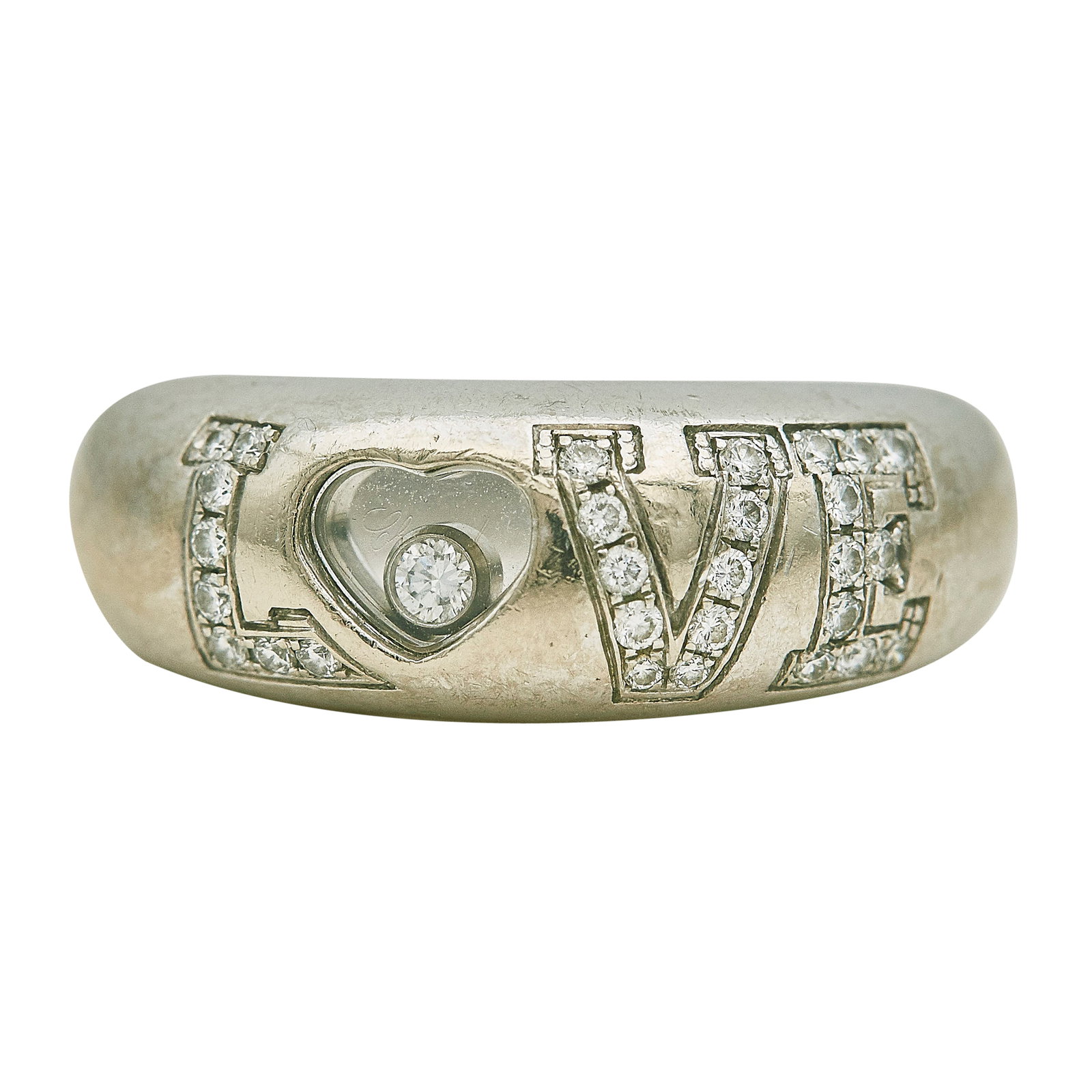 Chopard Happy Diamonds 18K White Gold LOVE Diamond Ring (1 of 4)