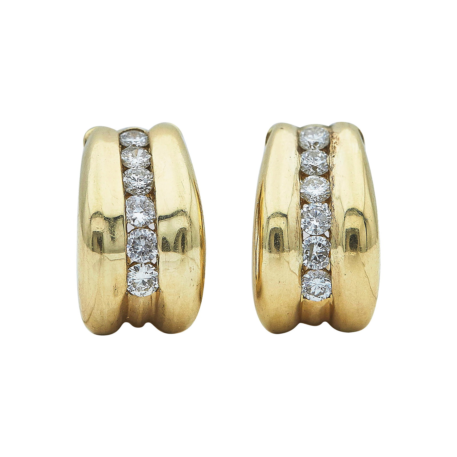 14K Yellow Gold and Diamond Half-Hoop Earrings (1 of 3)