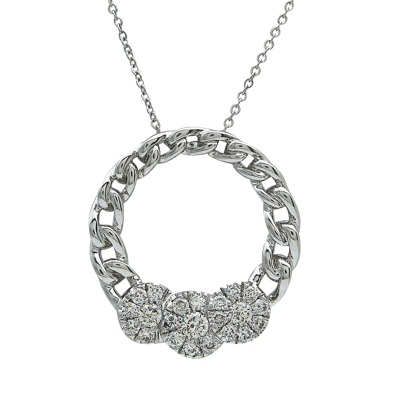 14K White Gold and Diamond Circular Pendant Necklace (1 of 4)