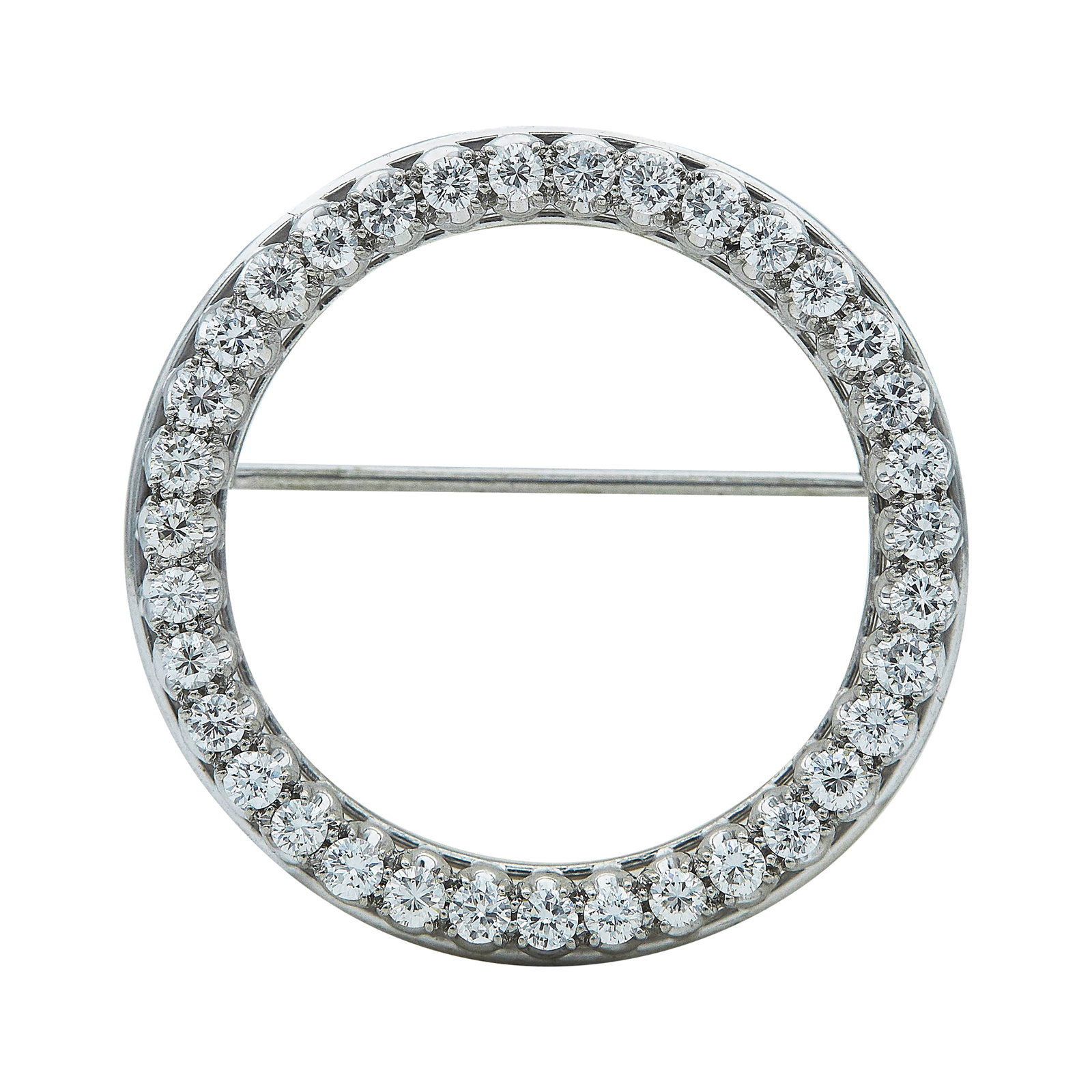 Platinum and Diamond Circle Pin Brooch (1 of 3)