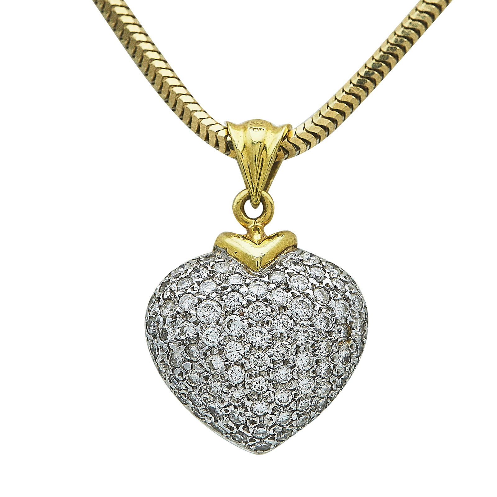 14K Yellow Gold and Diamond Heart Pendant Necklace (1 of 4)