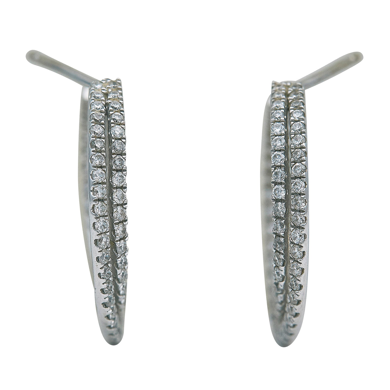 18K White Gold and Diamond Hoop Earrings (1 of 3)