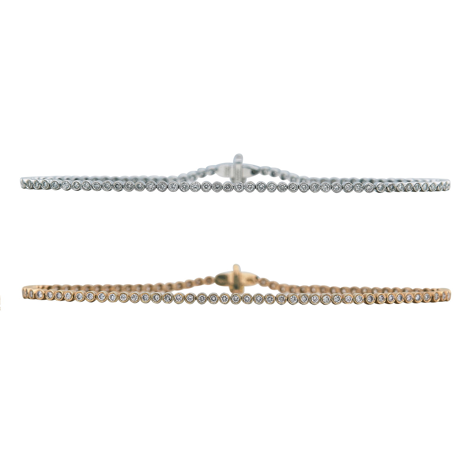 18K Tri-Color Gold and Diamond Bracelet Set: METAL: 18K Tri-Color; APPROXIMATE TOTAL DIAMOND WEIGHT: 1.42 ctw; GEMSTONES: Yellow diamonds approx. 0.71 carat; STAMPED: 750, Maker's Mark, 18K; CONDITION: Pre-owned, Very Good; ITEM WEIGHT (GRAMS):