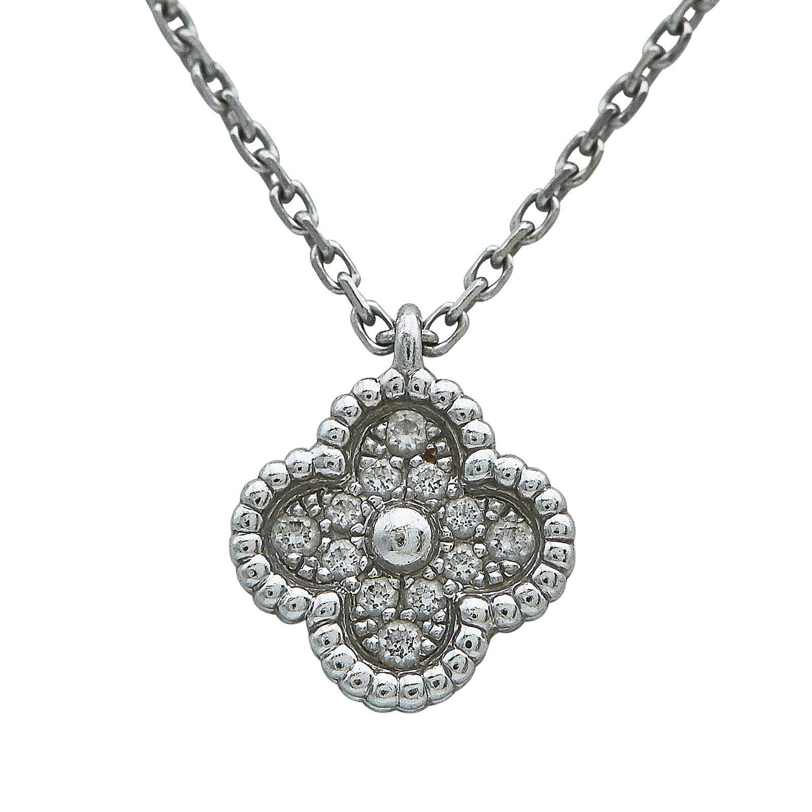 Van Cleef & Arpels Sweet Alhambra 18K White Gold and Diamond Pendant Necklace (1 of 4)