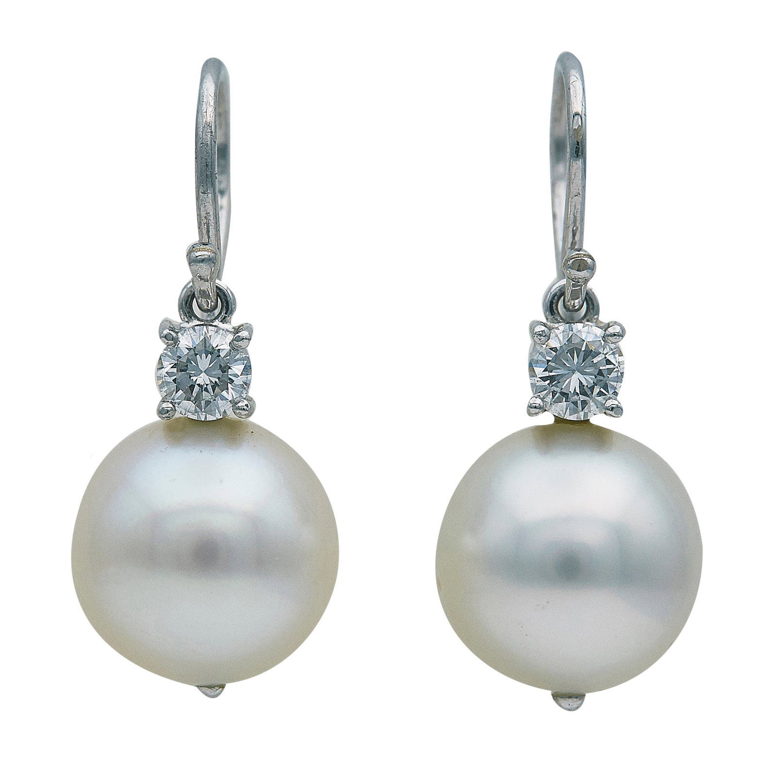 18K White Gold Pearl and Diamond Earrings (1 of 3)