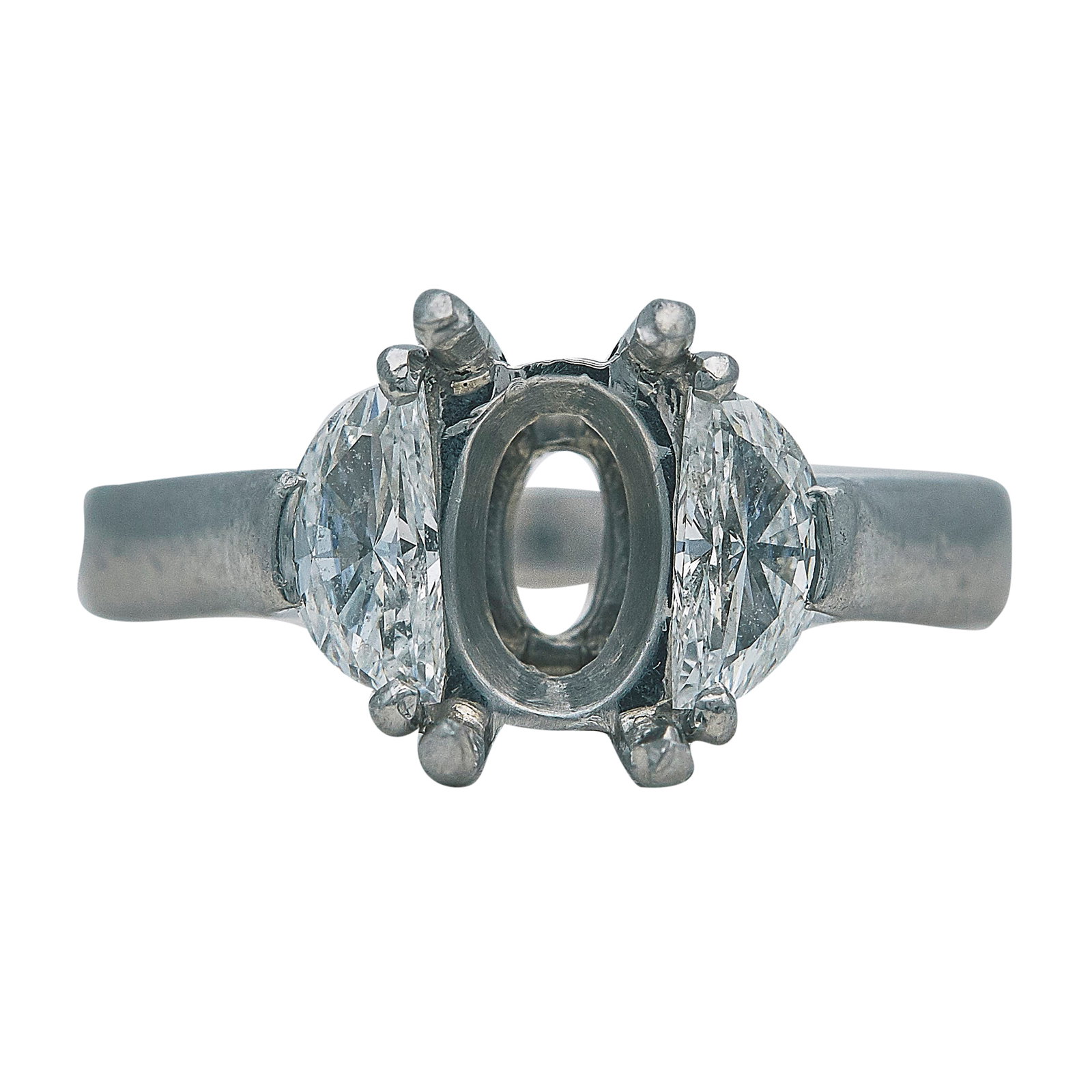 Platinum and Halfmoon Cut Diamond Ring Setting (1 of 3)