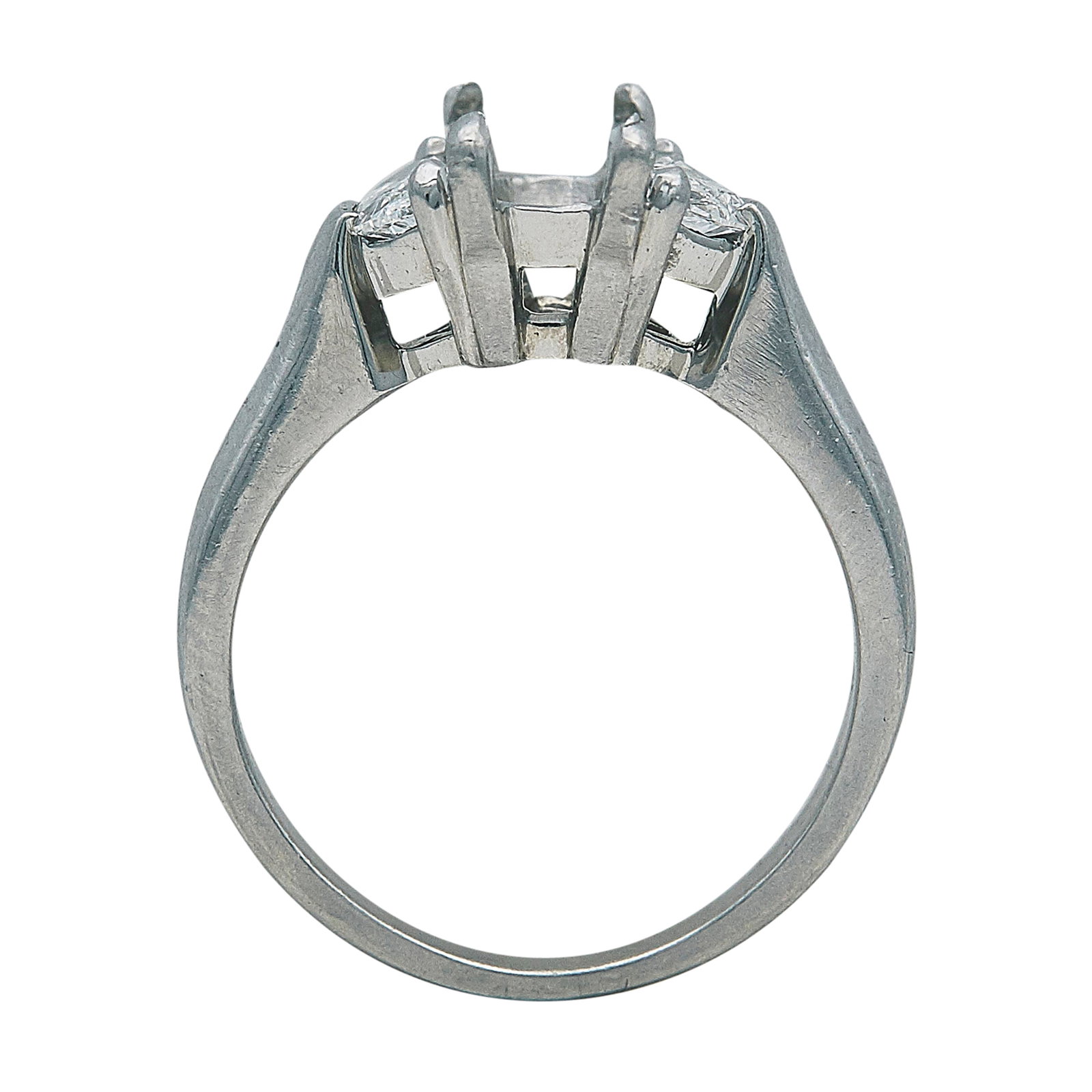 Platinum and Halfmoon Cut Diamond Ring Setting - 3