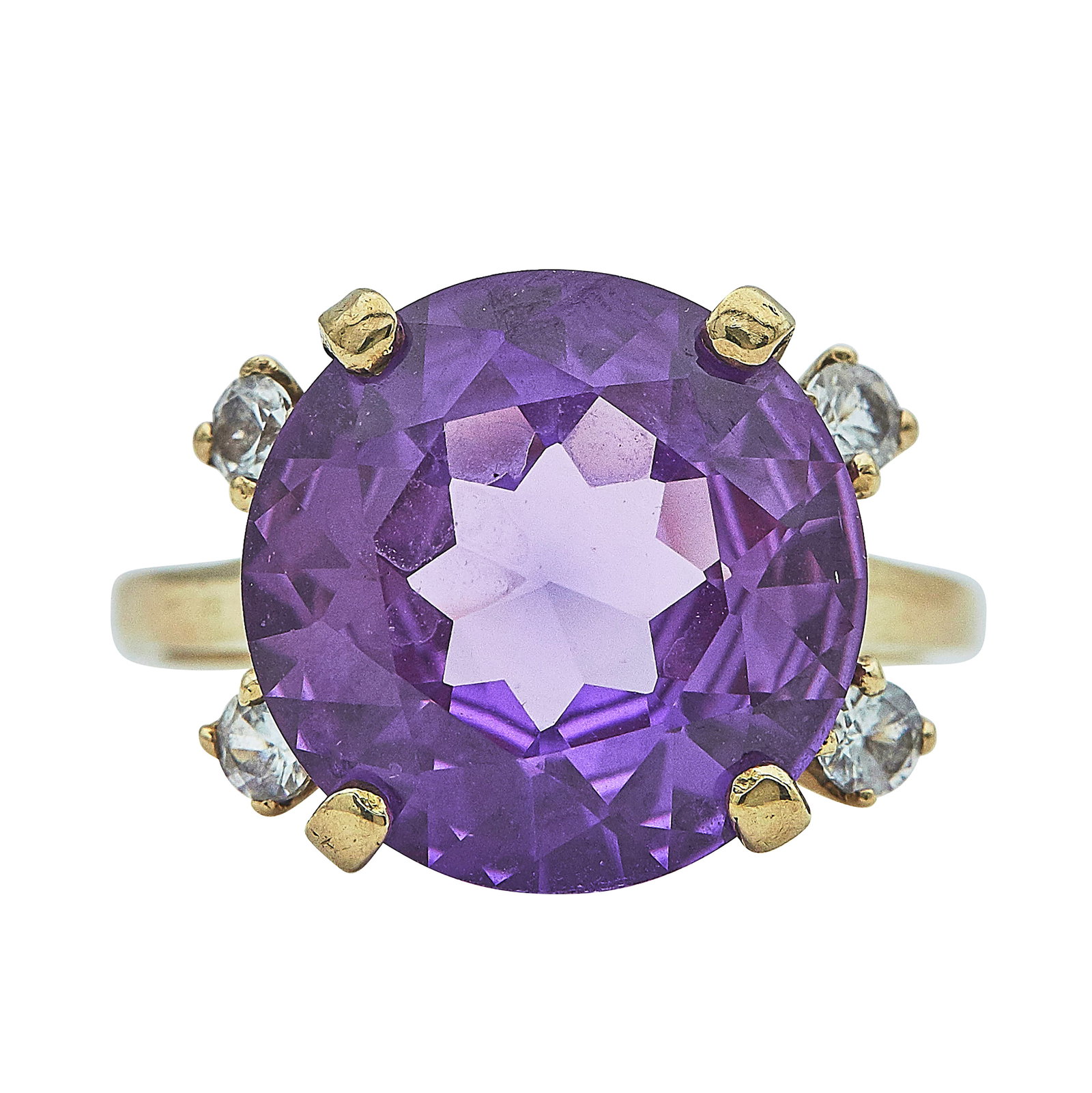 14K Yellow Gold Synthetic Sapphire and Diamond Cocktail Ring (1 of 3)