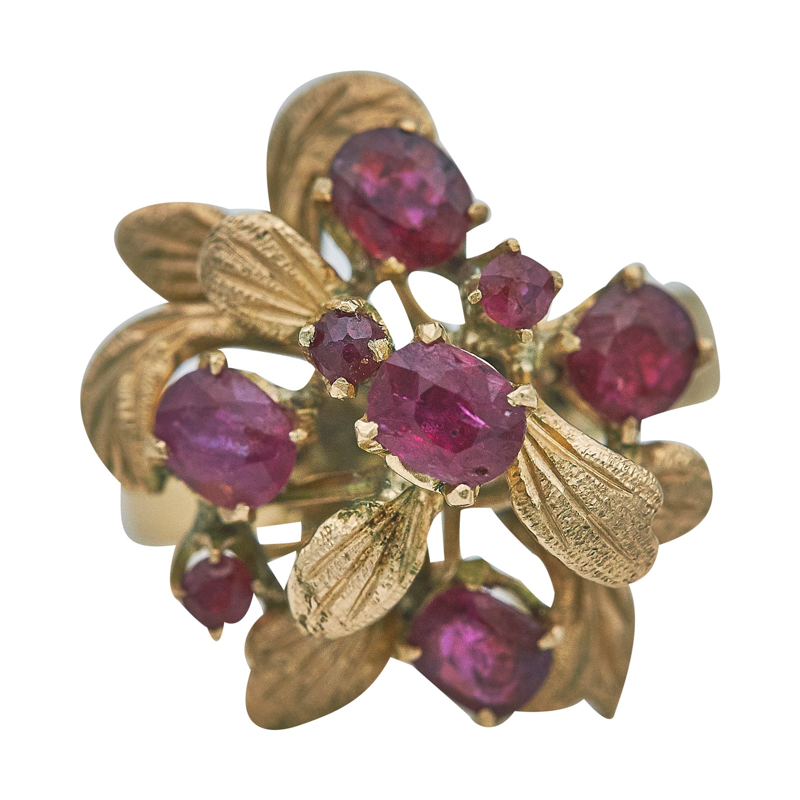 14K Yellow Gold and Ruby Flower Ring (1 of 3)