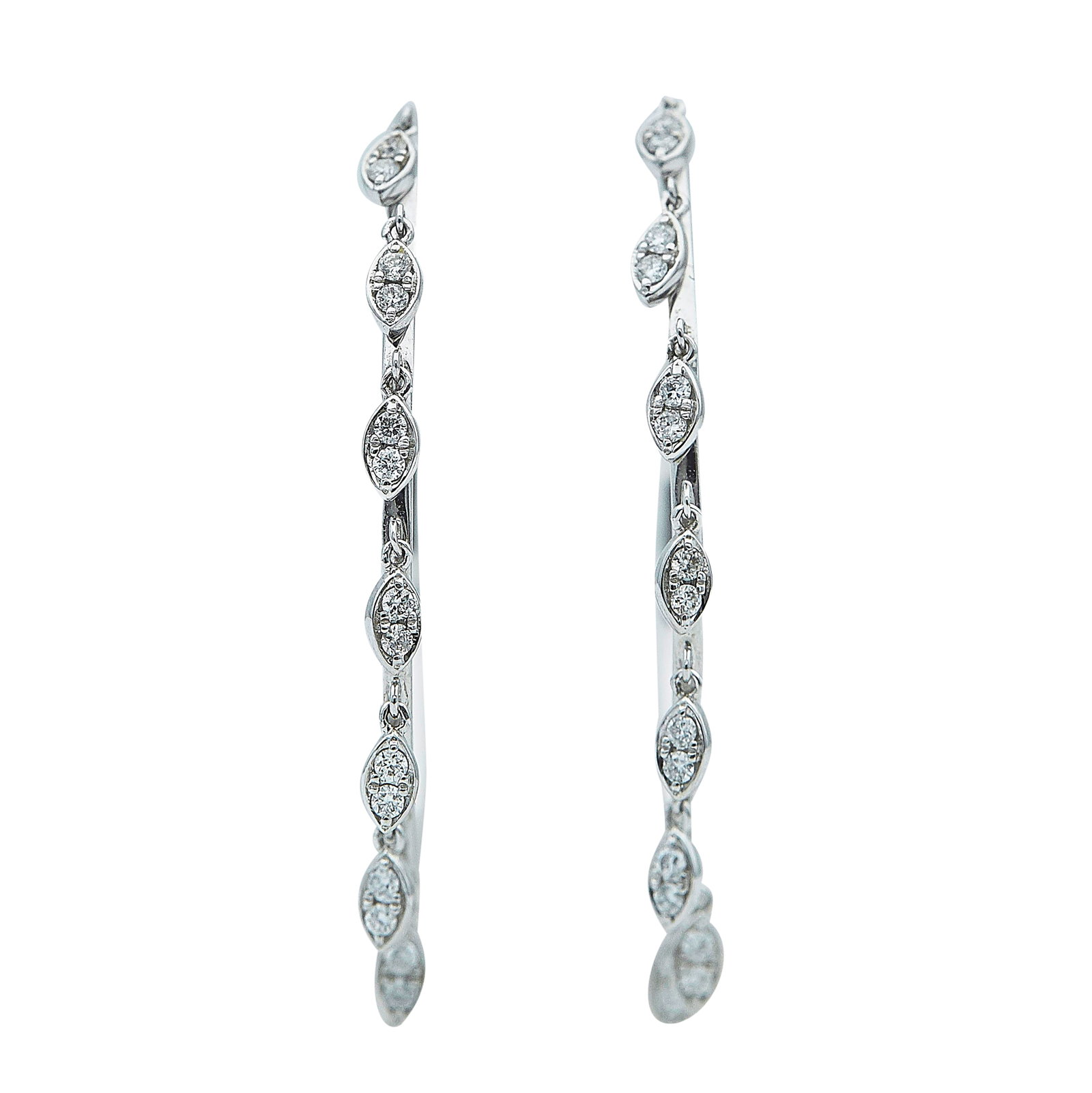 18K White Gold and Diamond Hoop Earrings (1 of 3)