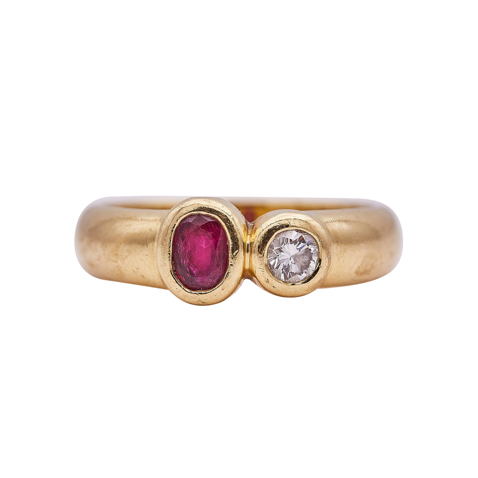 18K Yellow Gold Ruby and Diamond Band Ring (1 of 3)