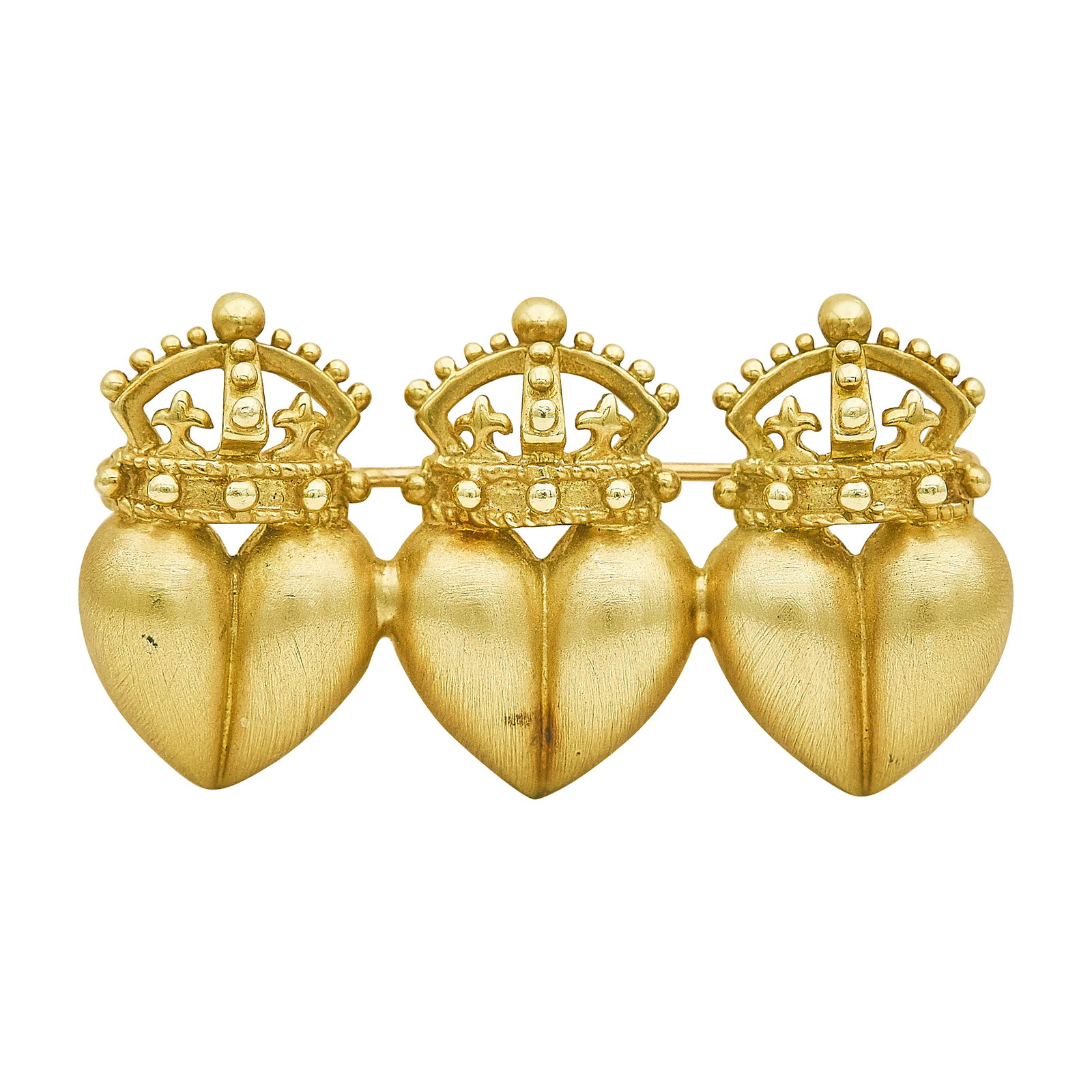 Barry Kieselstein-Cord 18K Yellow Gold Three Hearts Pin Brooch (1 of 3)