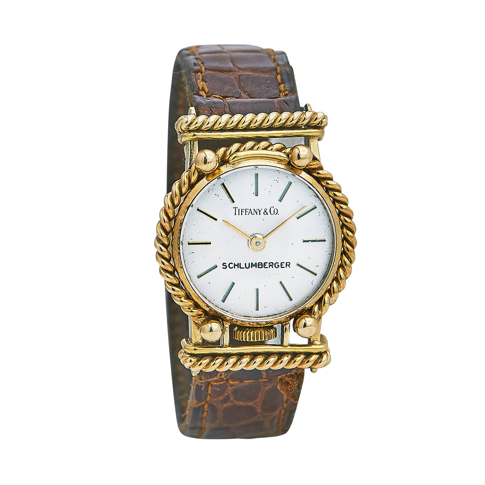 Jean Schlumberger for Tiffany & Co. 14K Yellow Gold Watch Ref. Unknown, circa 1980: BRAND: Jean Schlumberger for Tiffany & Co.; REF. #: Unknown; CONDITION: Pre-owned, Fair; YEAR: Circa 1980; ADDITIONAL COMMENTS: Scratches on case, Very small nicks on edge of crystal and light abrasio