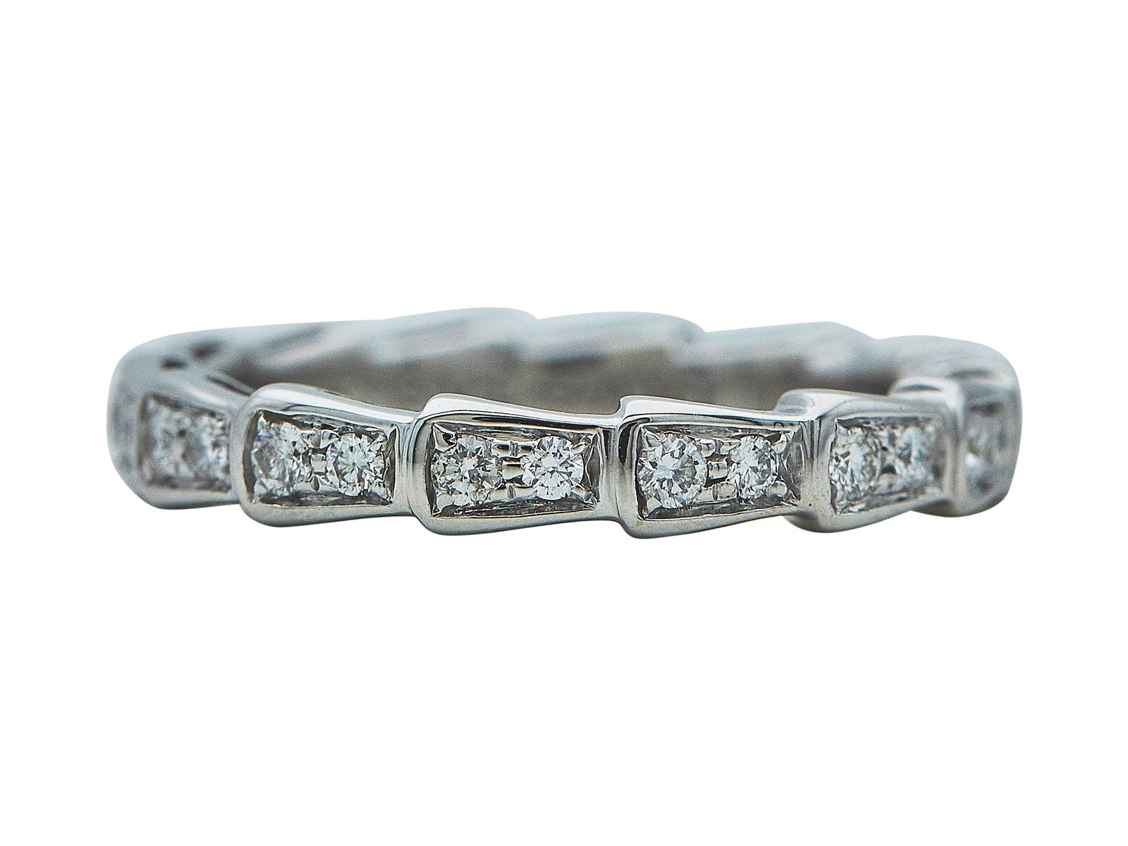 Bulgari Bvlgari Serpenti Viper 18K White Gold and Diamond Eternity Band Ring (1 of 5)