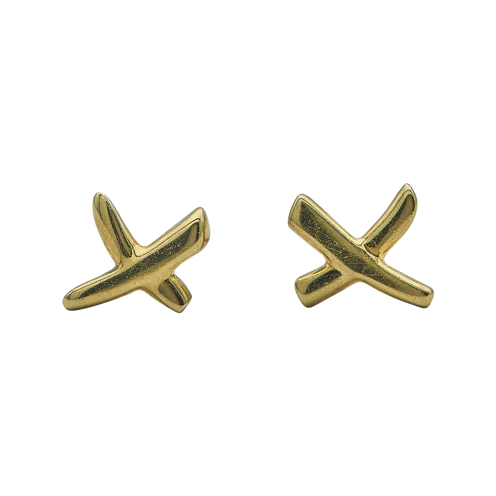Paloma Picasso for Tiffany & Co. Paloma's Mini Grafitti 18K Yellow Gold Earrings: BRAND: Paloma Picasso for Tiffany & Co.; COLLECTION: Paloma's Grafitti; METAL: 18K Yellow Gold; STAMPED: © Paloma Picasso, T & Co, Au750; CONDITION: Pre-owned, Very Good; ITEM WEIGHT (GRAMS): 1.49 g;