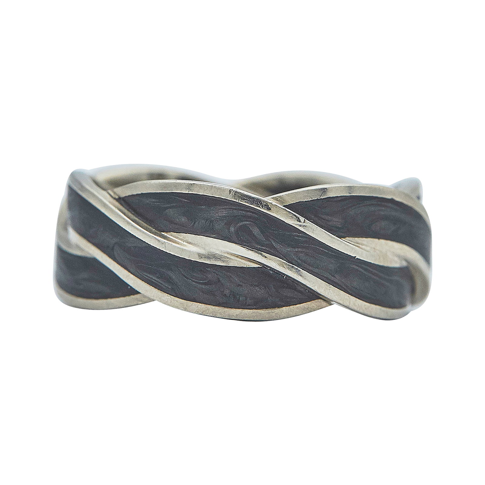 David Yurman DY Helios 18K White Gold and Forged Carbon Band Ring (1 of 3)