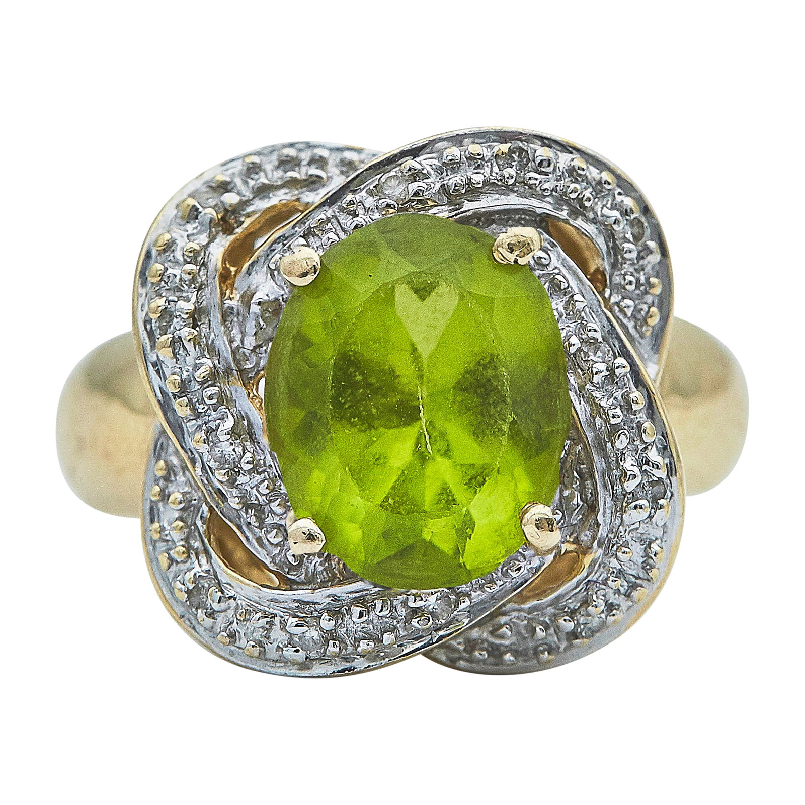 14K Yellow Gold Peridot and Diamond Cocktail Ring (1 of 3)