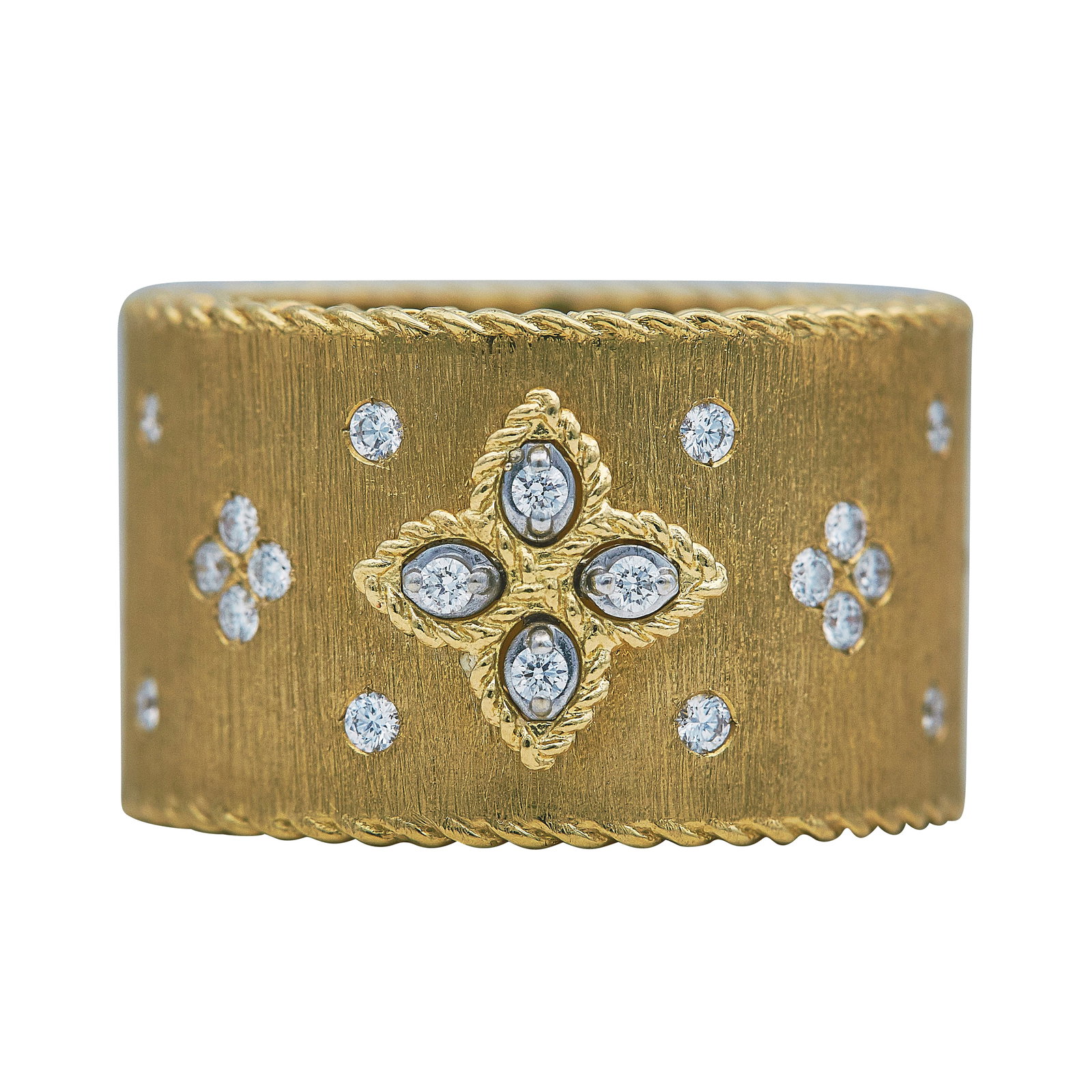 Roberto Coin Venetian Princess 18K Yellow and White Gold Diamond Band Ring (1 of 4)