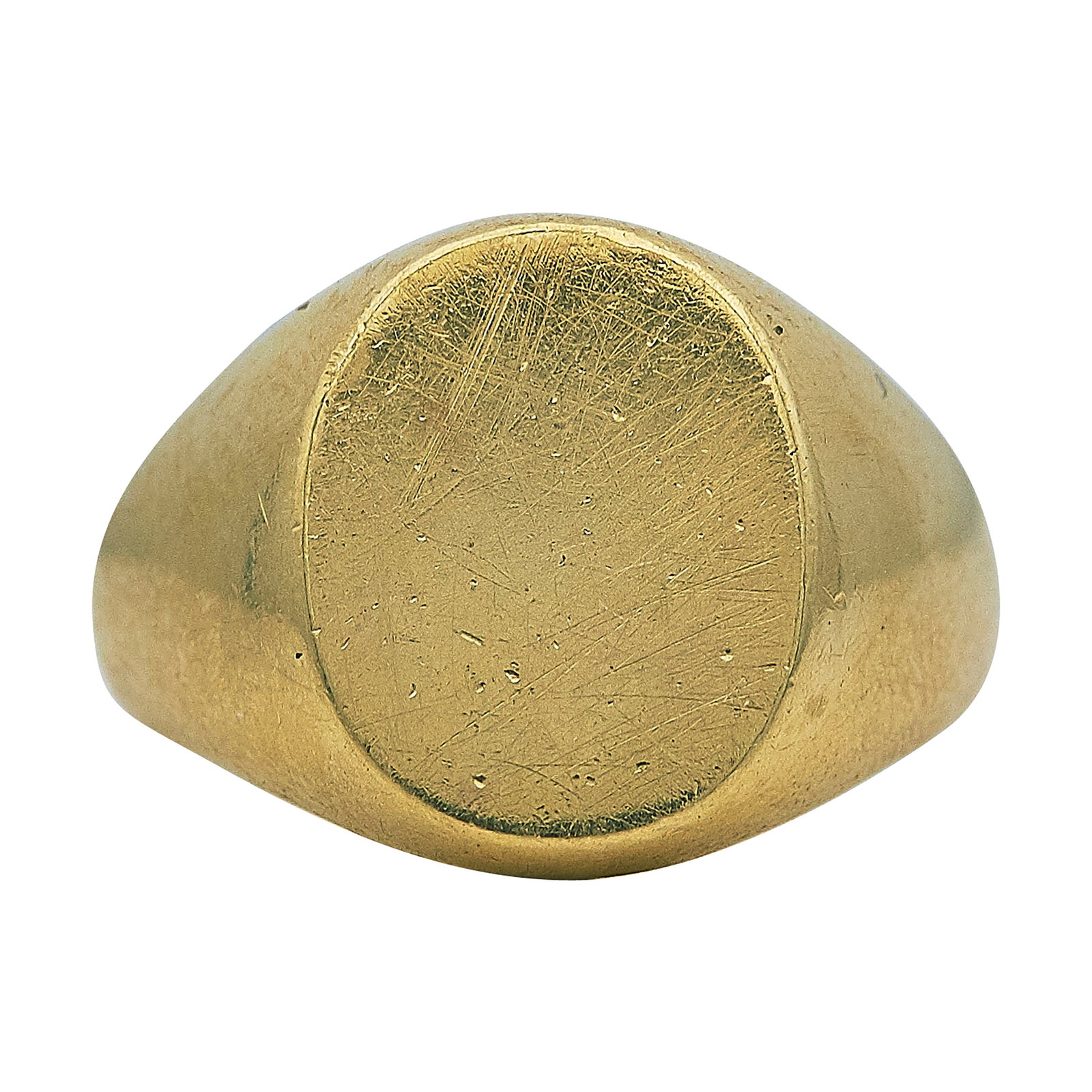 Tiffany & Co. 18K Yellow Gold Signet Ring: BRAND: Tiffany & Co.; METAL: 18K Yellow Gold; STAMPED: Tiffany & Co., Au750; CONDITION: Pre-owned, Very Good; ITEM WEIGHT (GRAMS): 11.2 g; MEASUREMENTS: Ring size 4 3/4