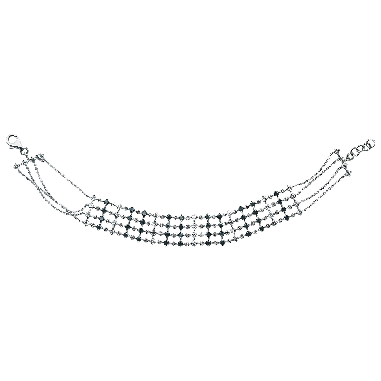 18K White Gold Diamond and Black Spinel Bracelet: METAL: 18K White Gold; APPROXIMATE TOTAL DIAMOND WEIGHT: 0.27 ctw; GEMSTONES: Black Spinel; STAMPED: 750; CONDITION: Pre-owned, Very Good; ITEM WEIGHT (GRAMS): 8.5 g; MEASUREMENTS: Bracelet 7 inches l